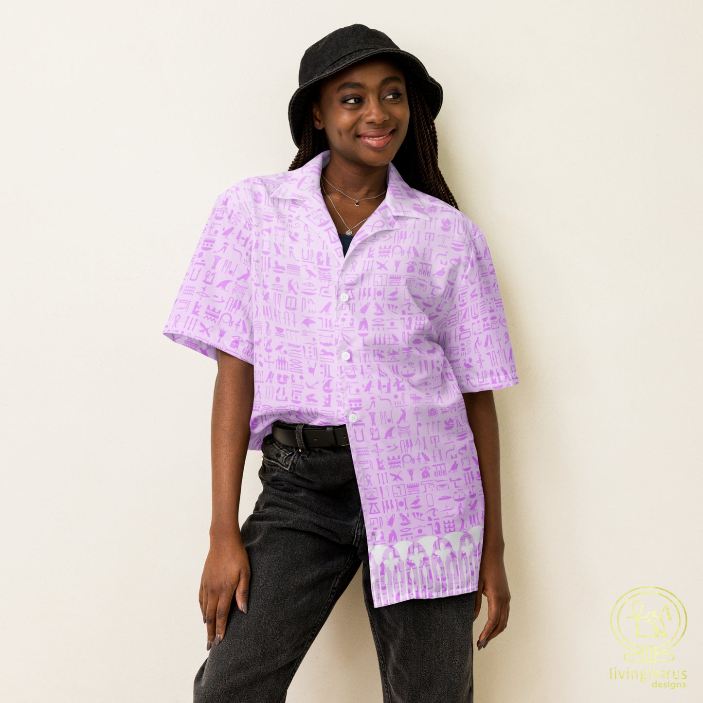 Pink Egyptian Hieroglyphic Hawaiian Shirt