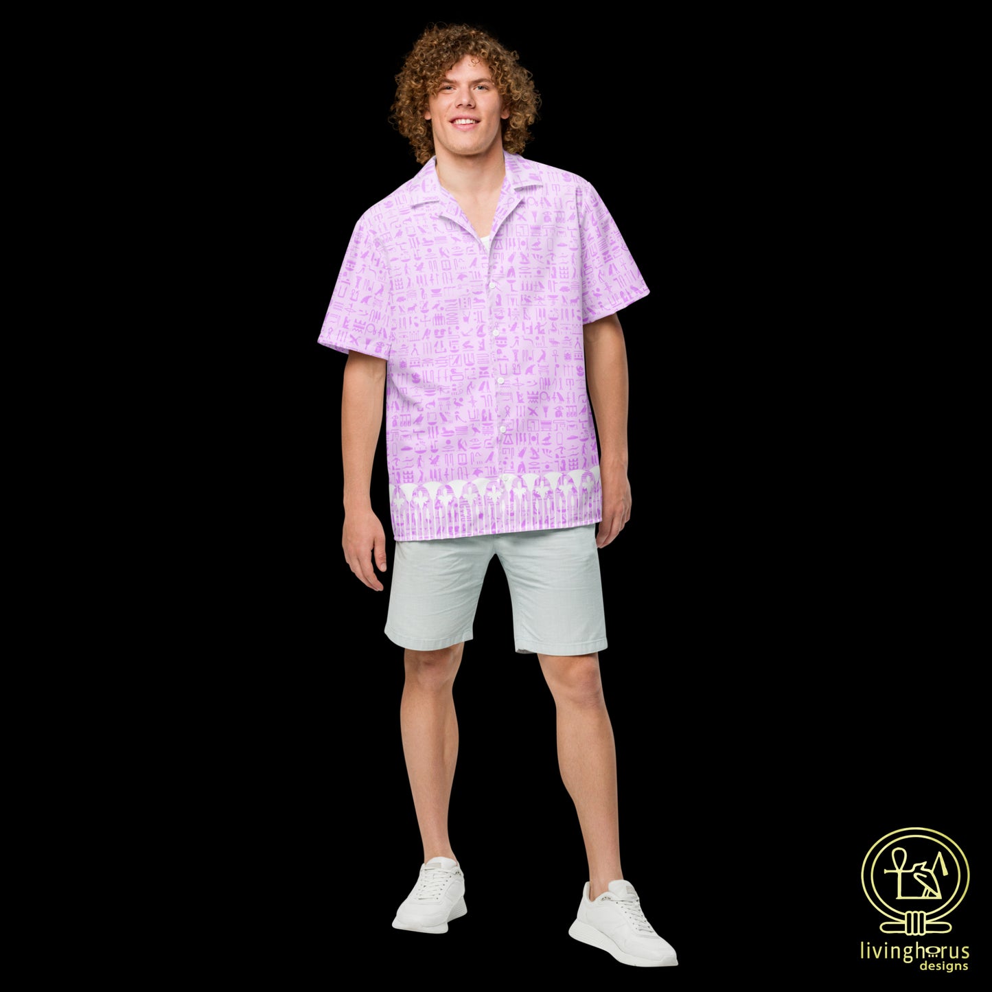 Pink Egyptian Hieroglyphic Hawaiian Shirt