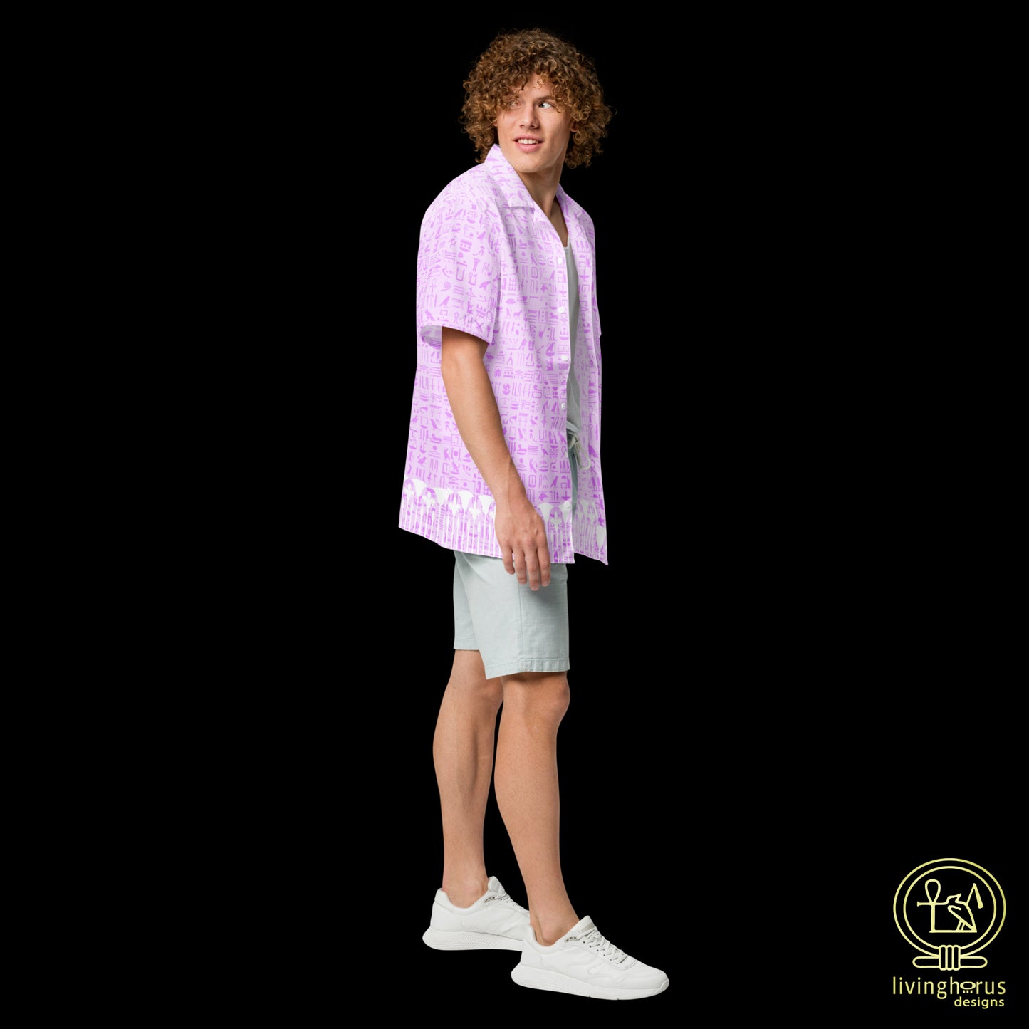Pink Egyptian Hieroglyphic Hawaiian Shirt