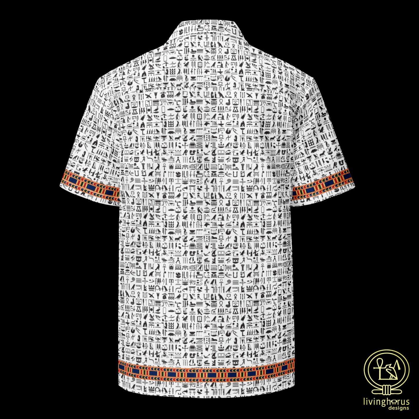 Egyptian Hieroglyphic Pattern Hawaiian Shirt - White