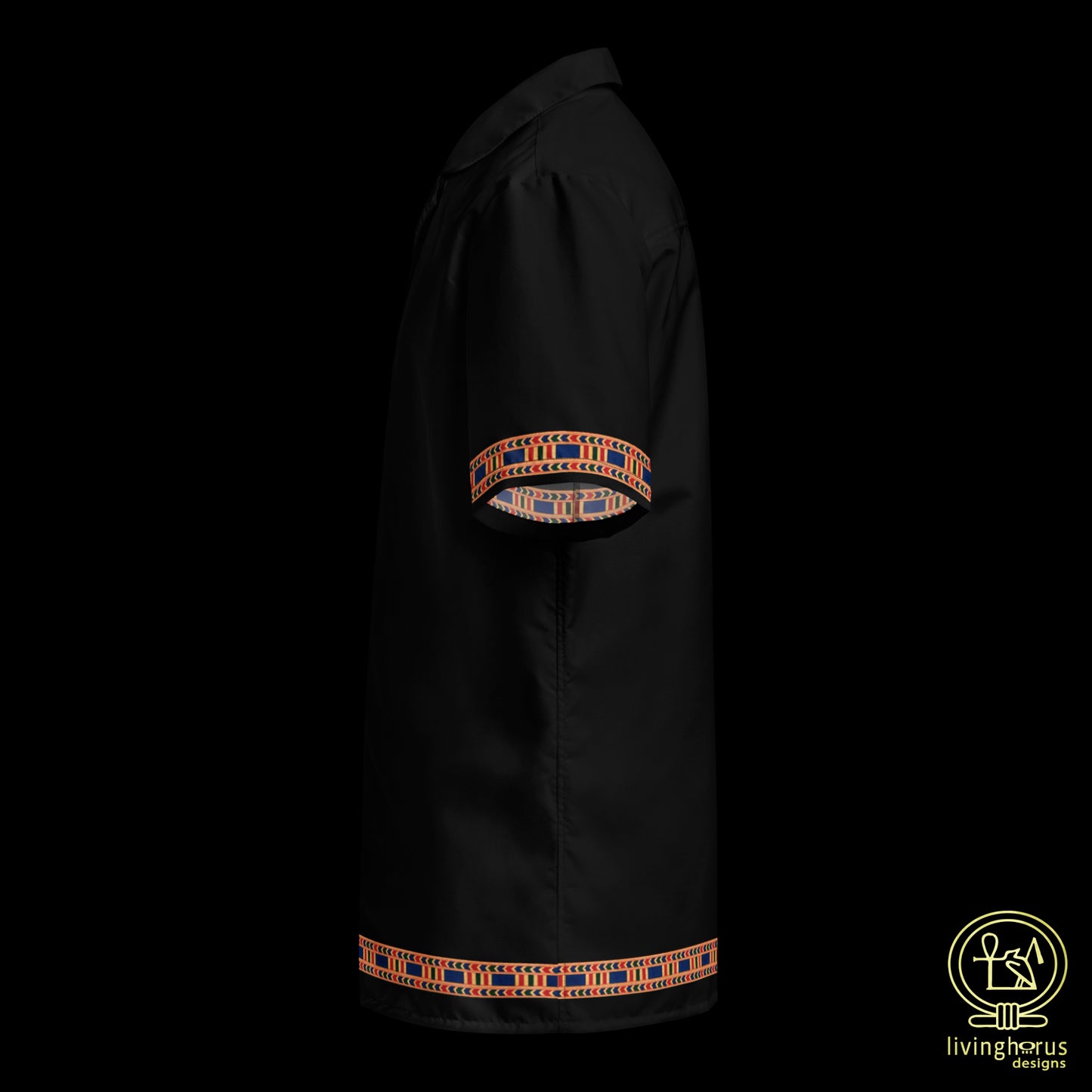 Egyptian Papyrus Column Hawaiian Shirt - Black
