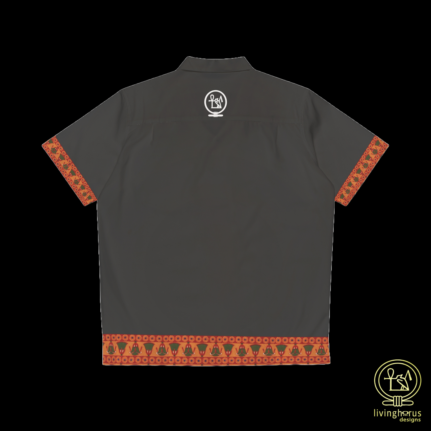 Egyptian Papyrus Column Hawaiian Shirt - Black