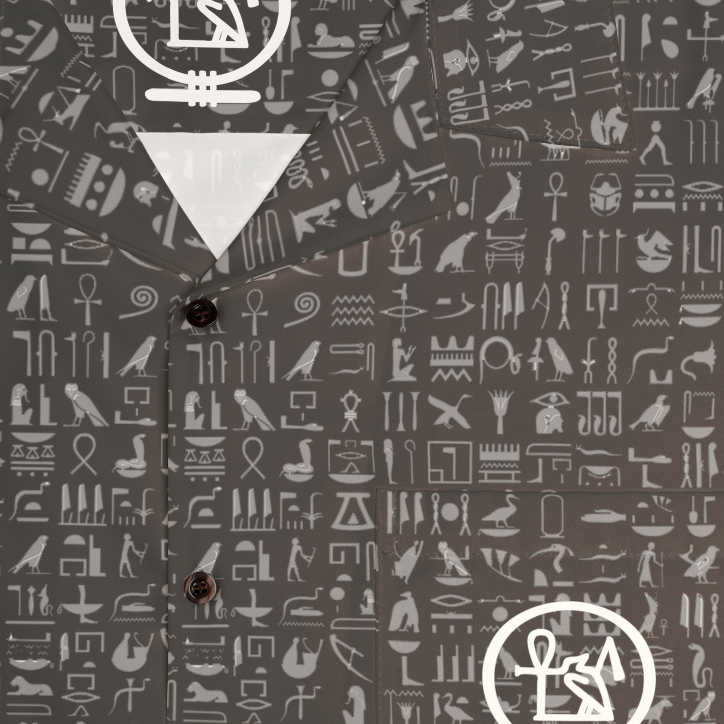 Egyptian Hieroglyph Patterned Hawaiian Shirt - Black