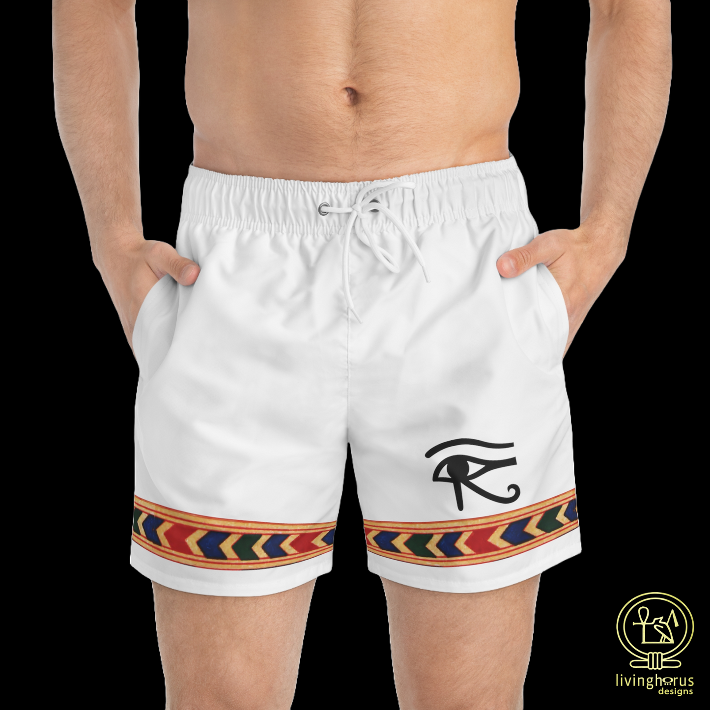 Eye of Horus Swim Trunks - White