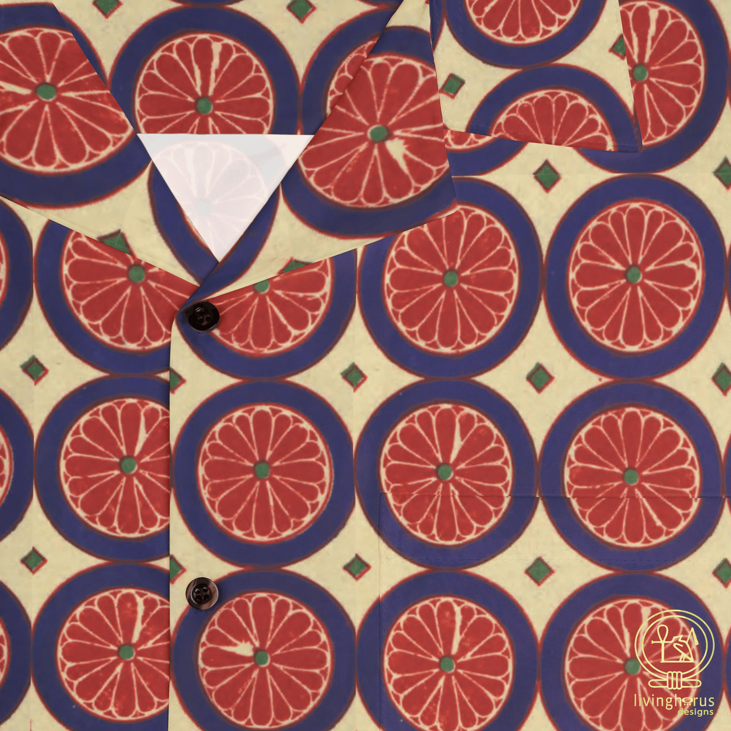 Egyptian Citrus Slice Patterned Hawaiian Shirt
