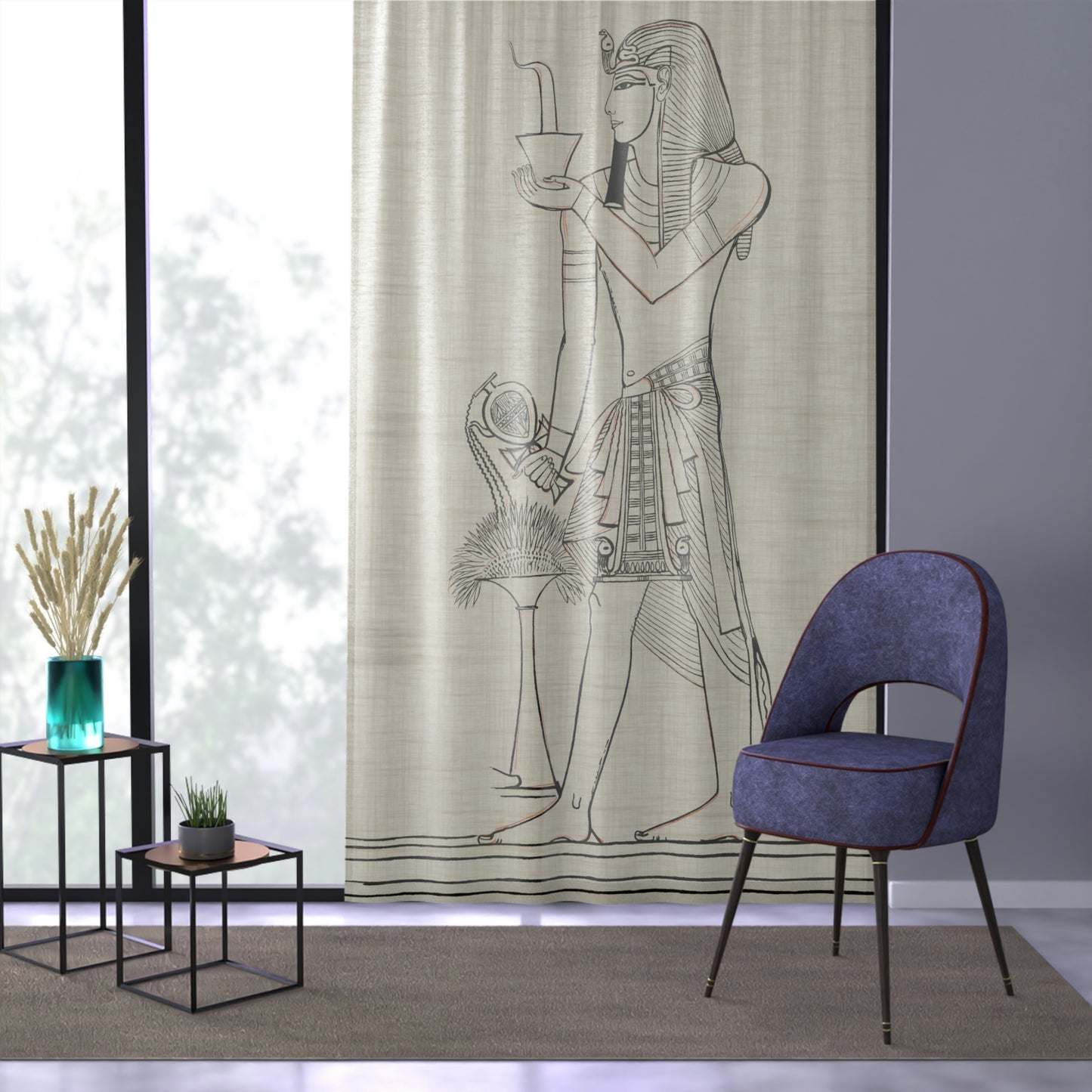 Pharaoh Offering Right Window Curtain