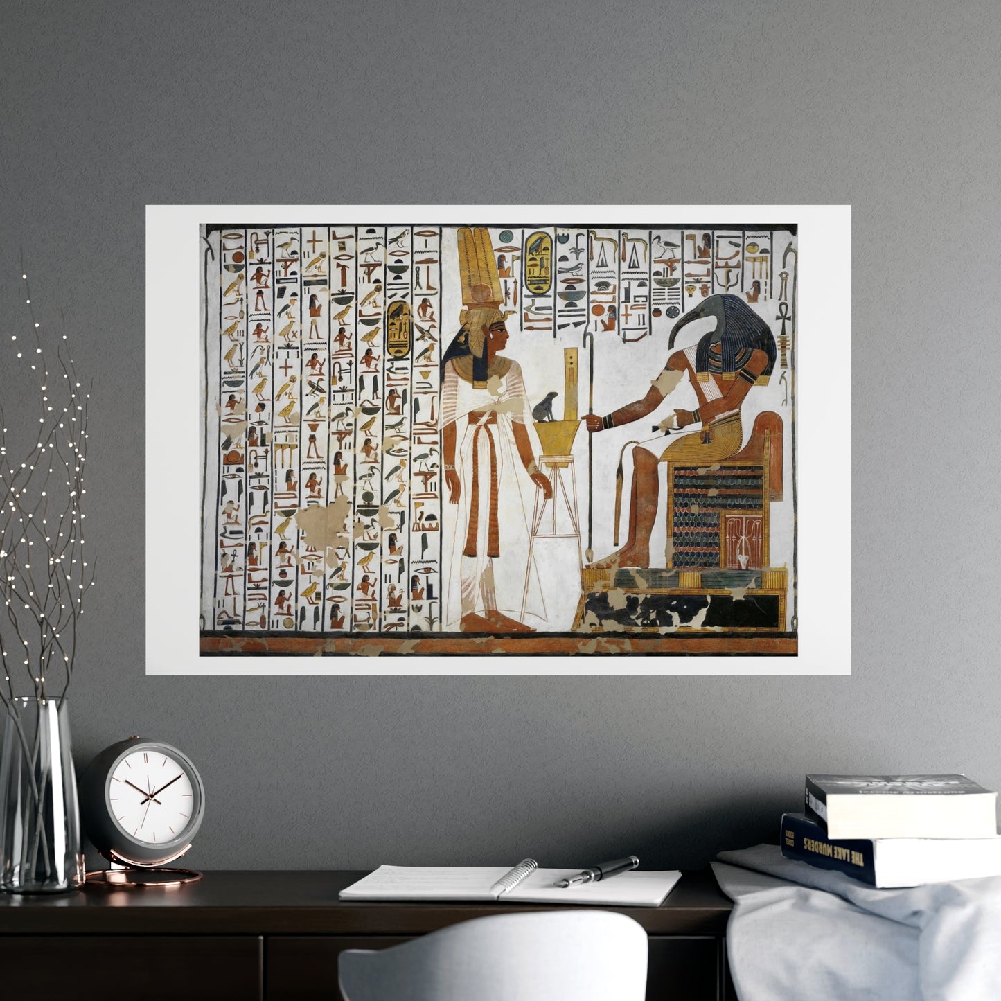 Queen Nefertari and the God Djehuti/Thoth - Wall Print
