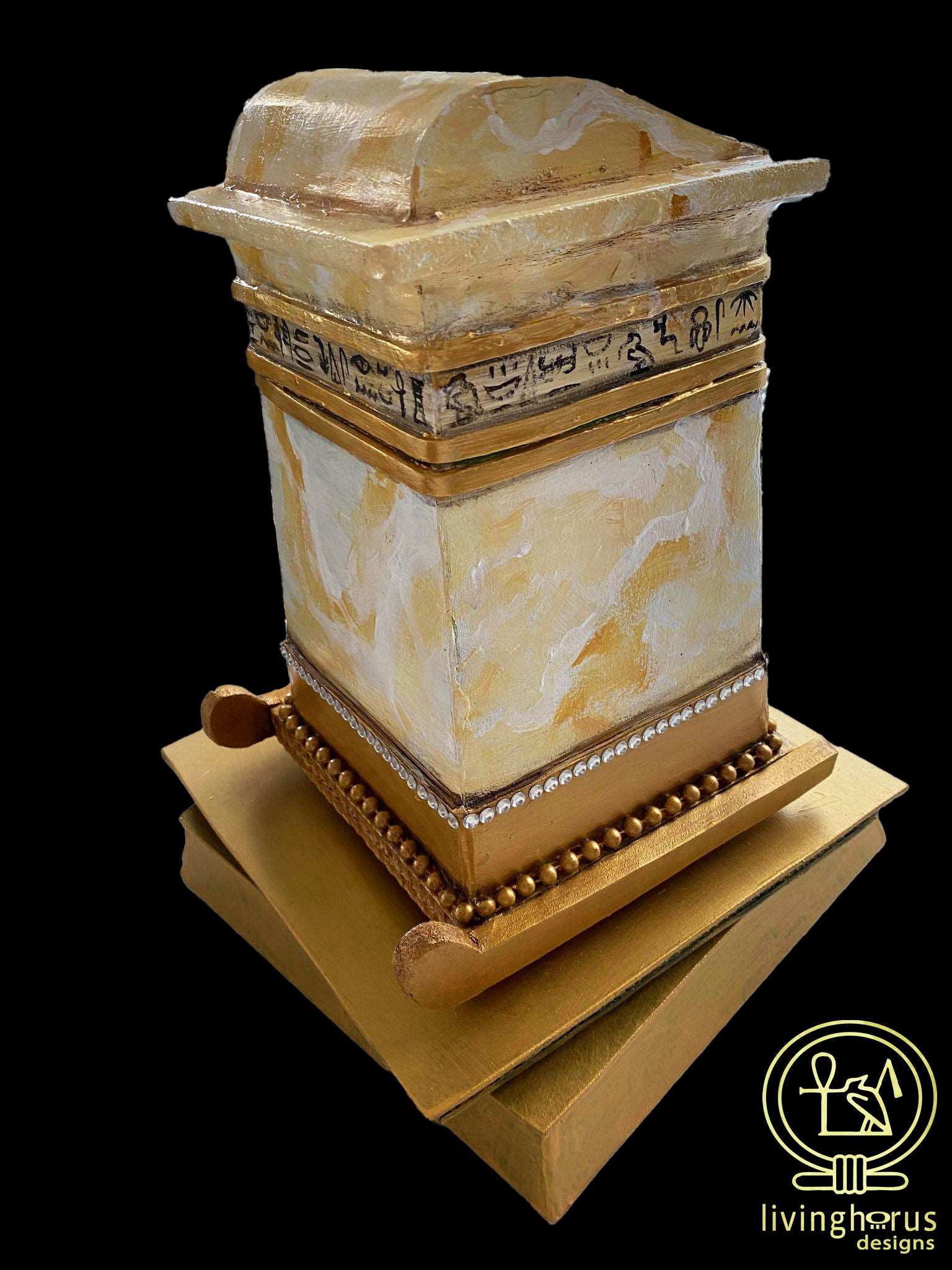 Ancient Egyptian Faux Alabaster Canopic Chest with opening lid - Tutankhamun / King Tut