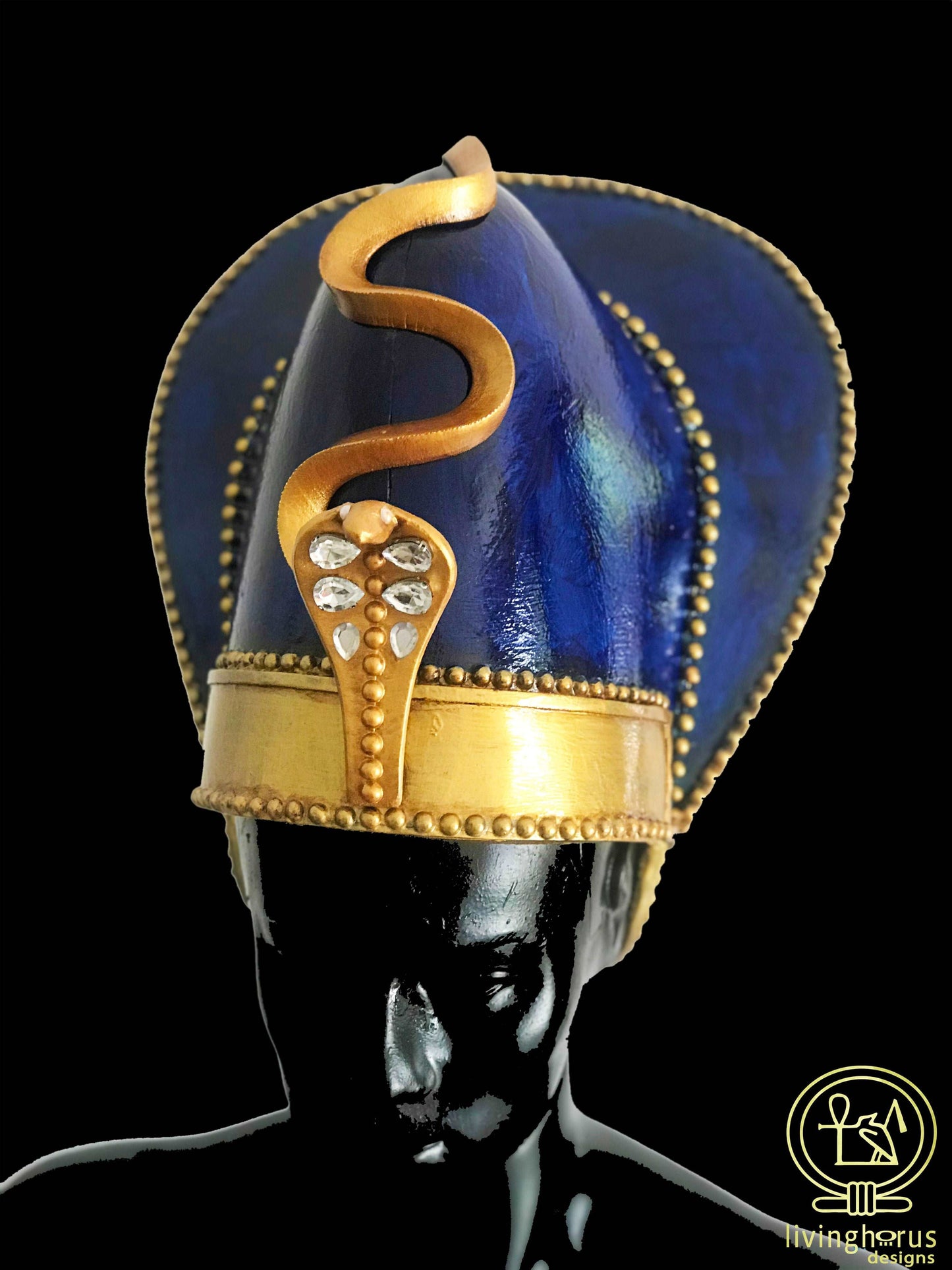 Ancient Egyptian Khepresh Crown, Pharaoh Blue War Crown