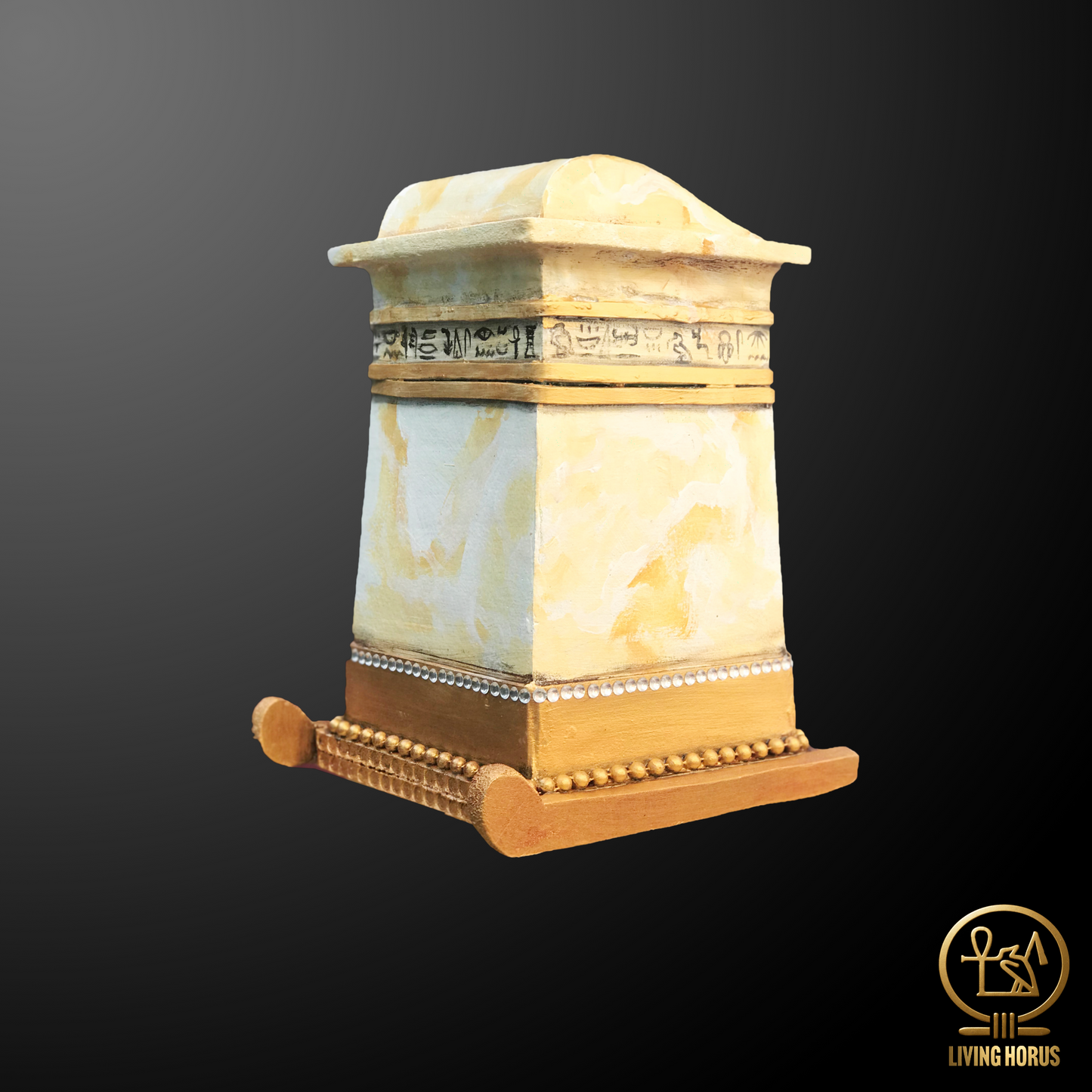 Ancient Egyptian Faux Alabaster Canopic Chest with opening lid - Tutankhamun / King Tut