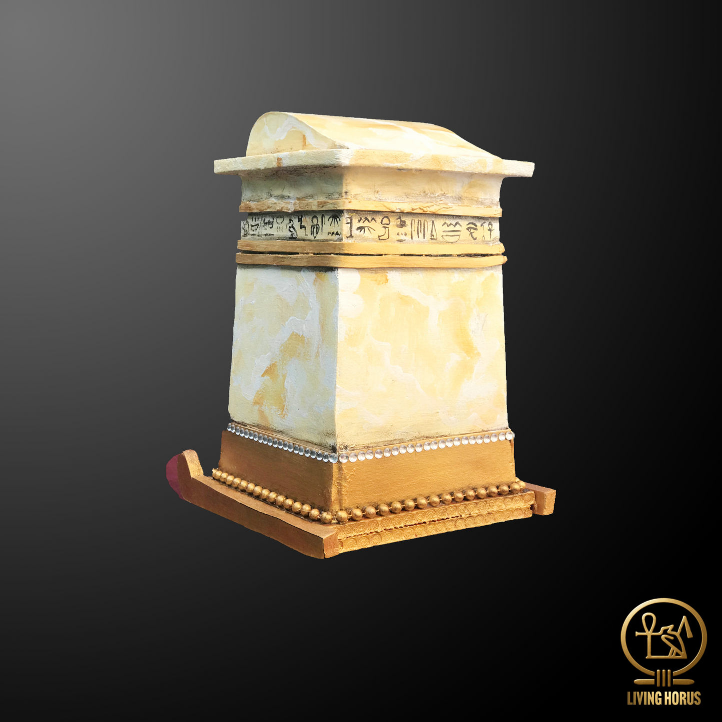 Ancient Egyptian Faux Alabaster Canopic Chest with opening lid - Tutankhamun / King Tut