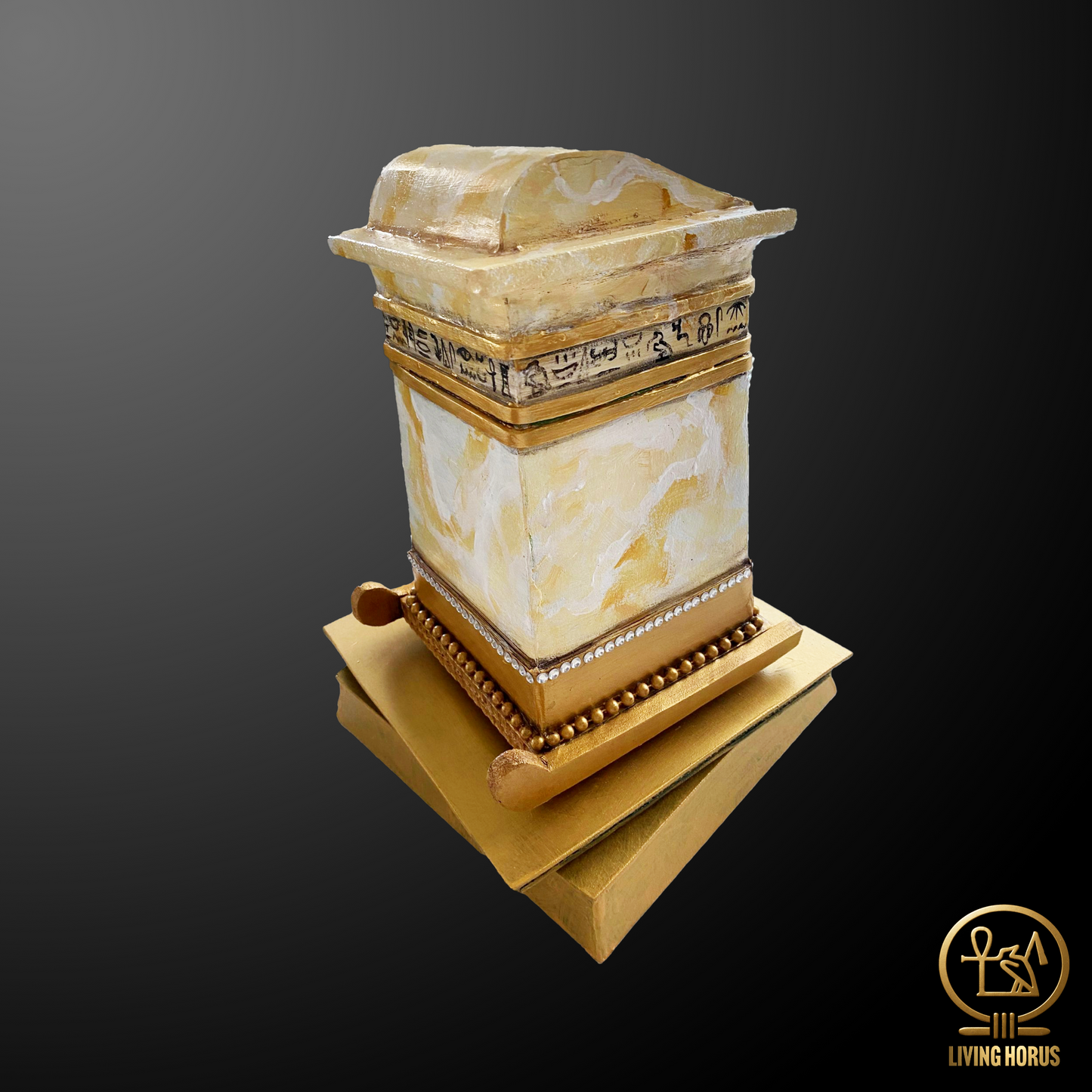 Ancient Egyptian Faux Alabaster Canopic Chest with opening lid - Tutankhamun / King Tut