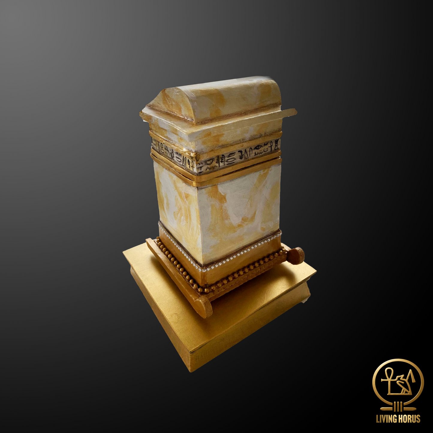 Ancient Egyptian Faux Alabaster Canopic Chest with opening lid - Tutankhamun / King Tut