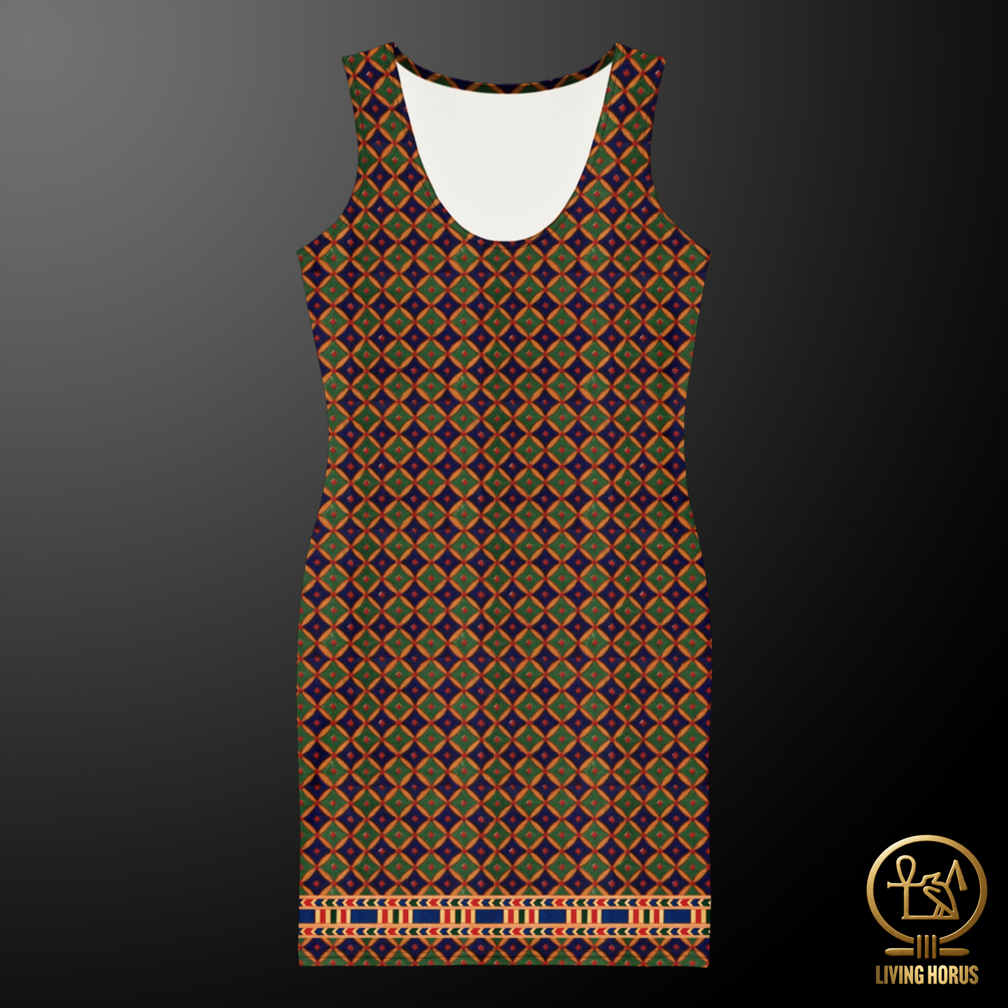 Egyptian Blue/Green Diamond Bodycon Dress