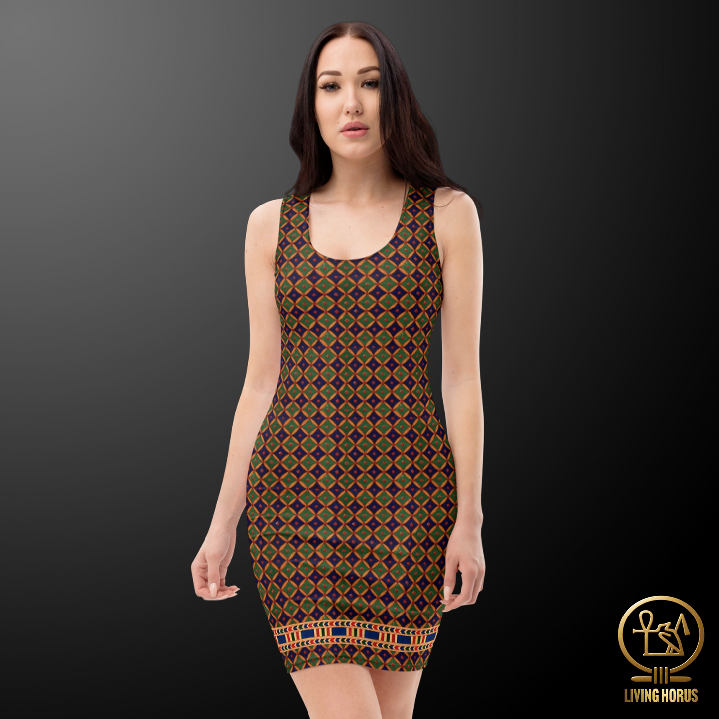 Egyptian Blue/Green Diamond Bodycon Dress
