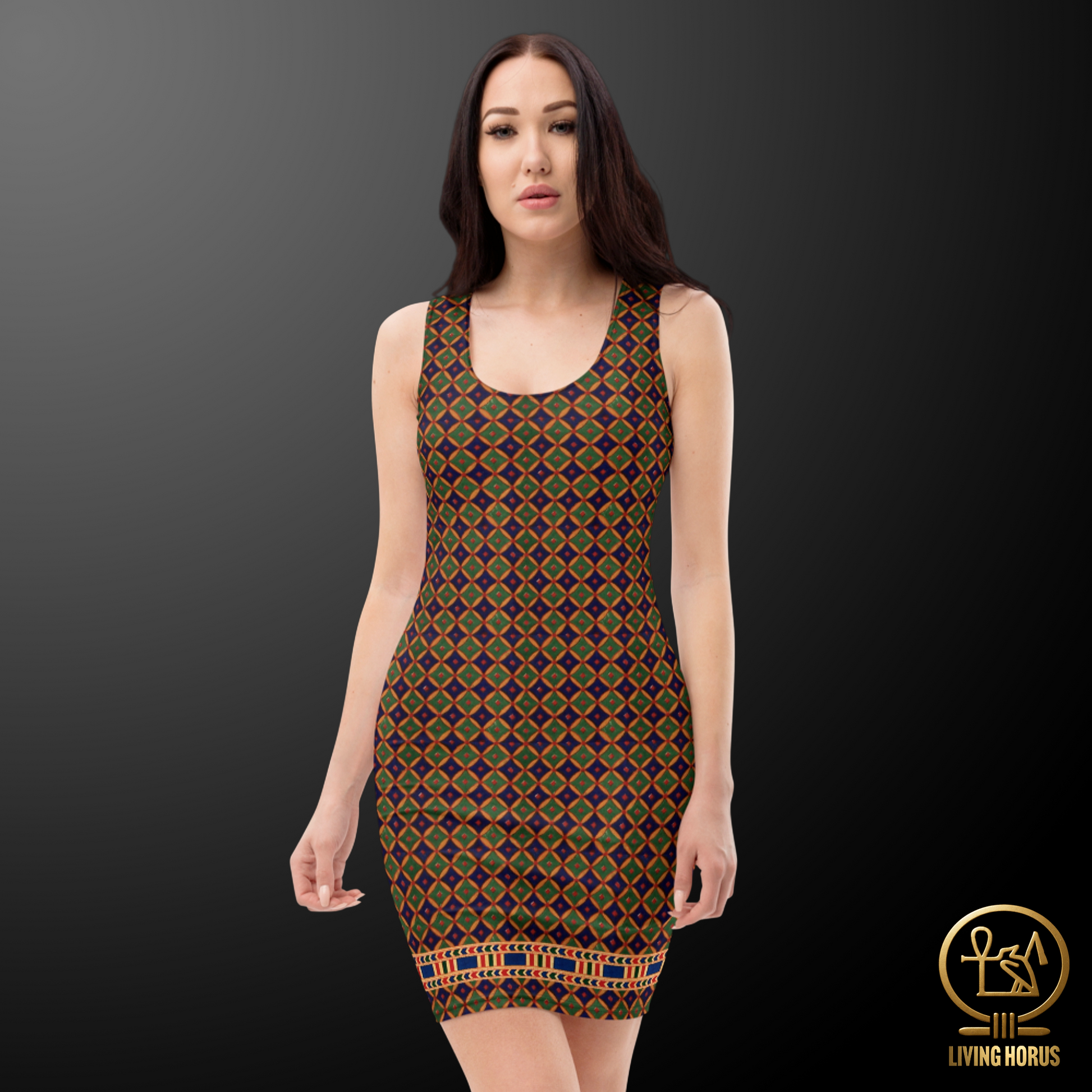 green egyptian dress Side Tie Cotton Dress Green – PALMA main image 0