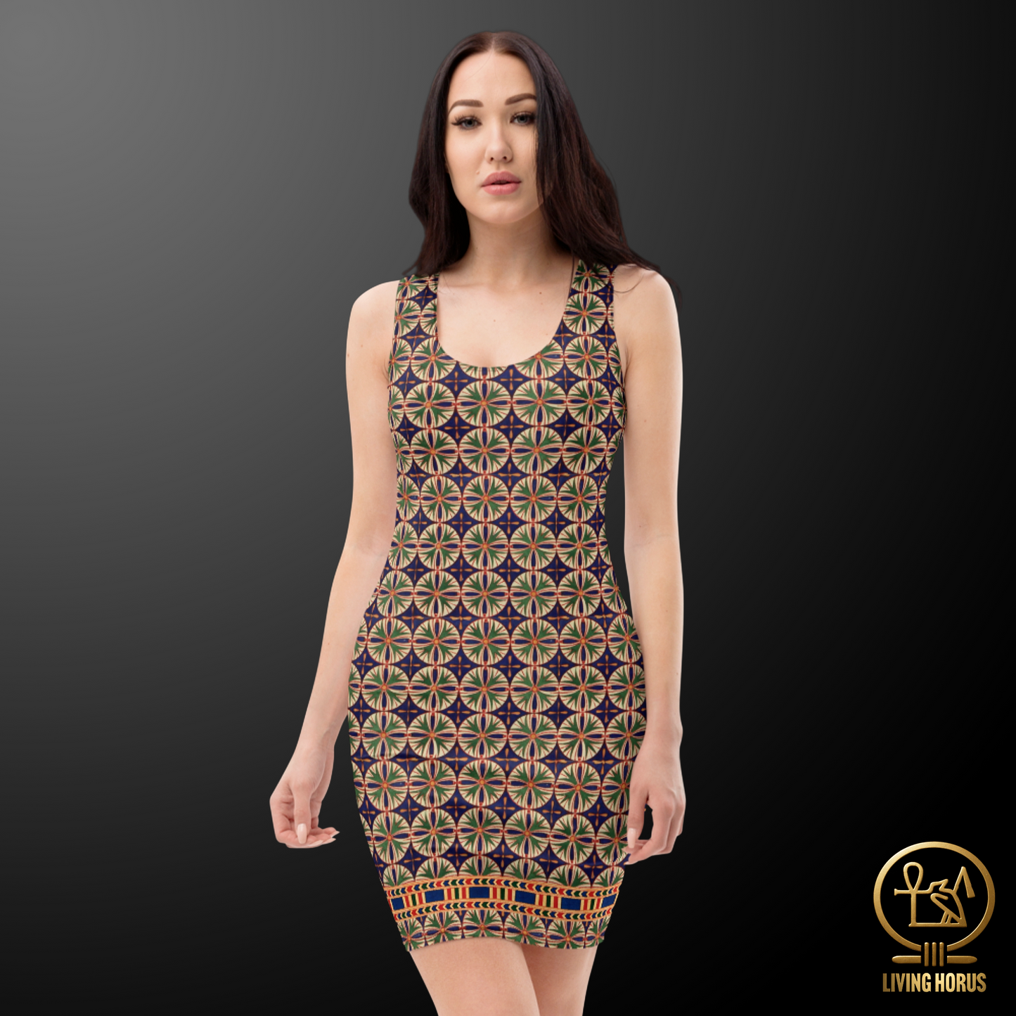 Egyptian Blue/Green Floral Bodycon dress