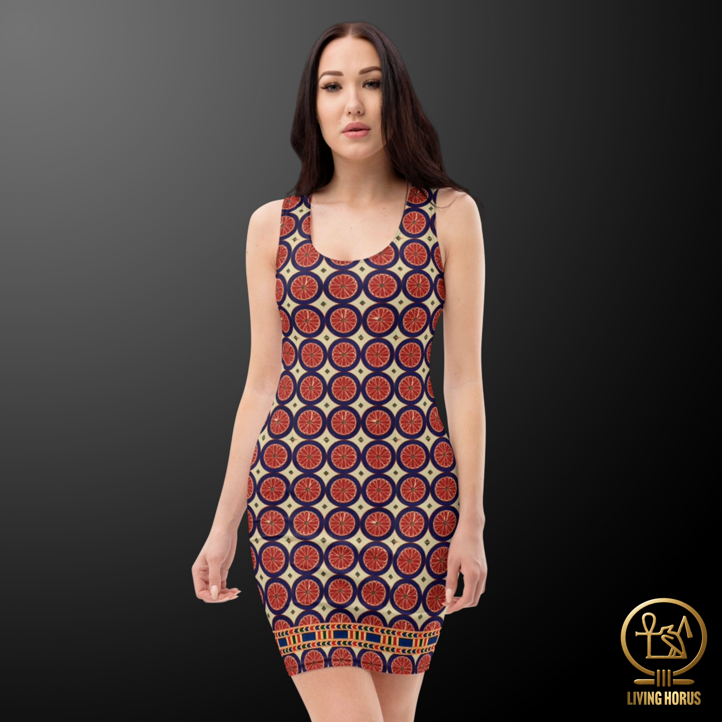 Egyptian Citrus Pattern Bodycon Dress