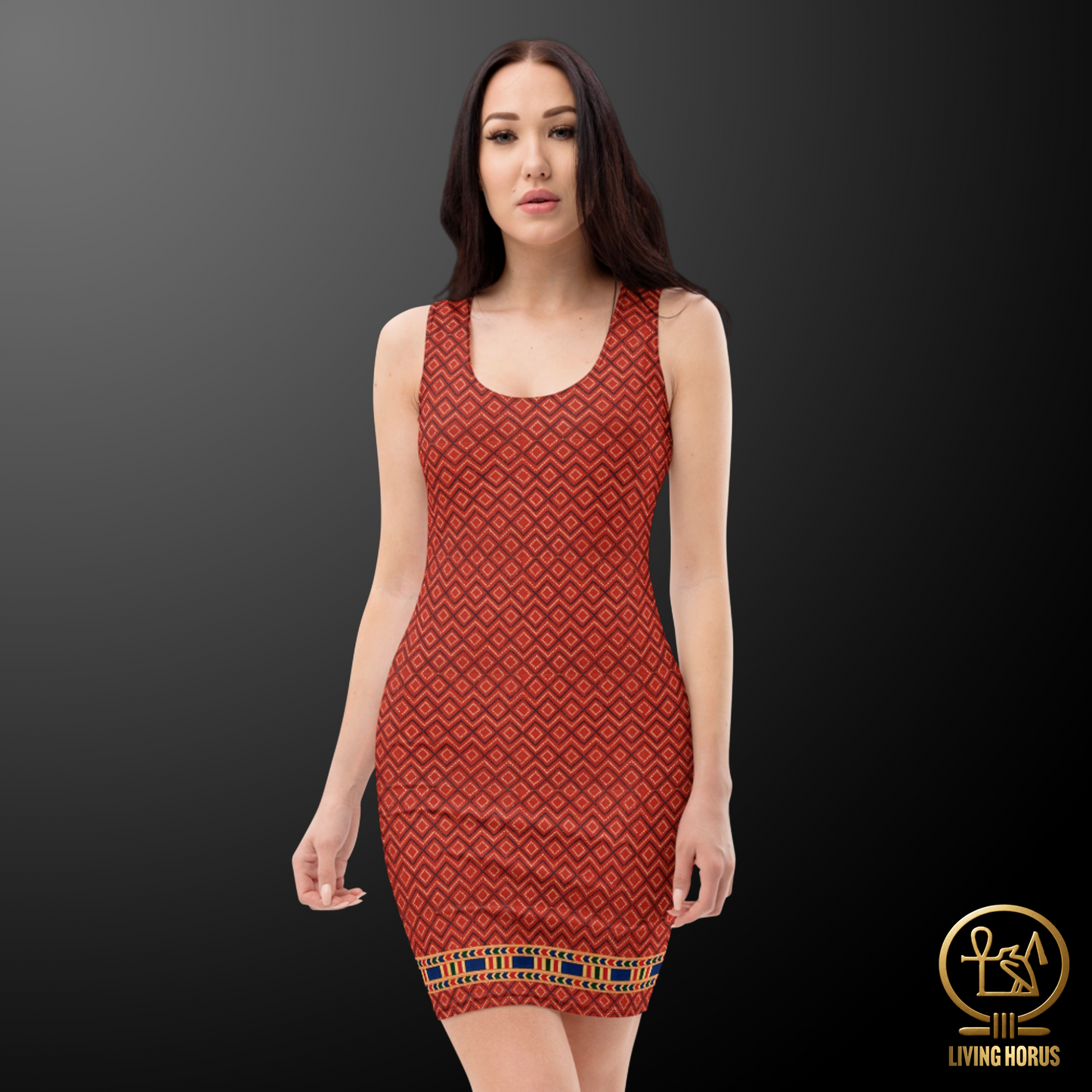 Egyptian Terracotta Pattern Bodycon dress
