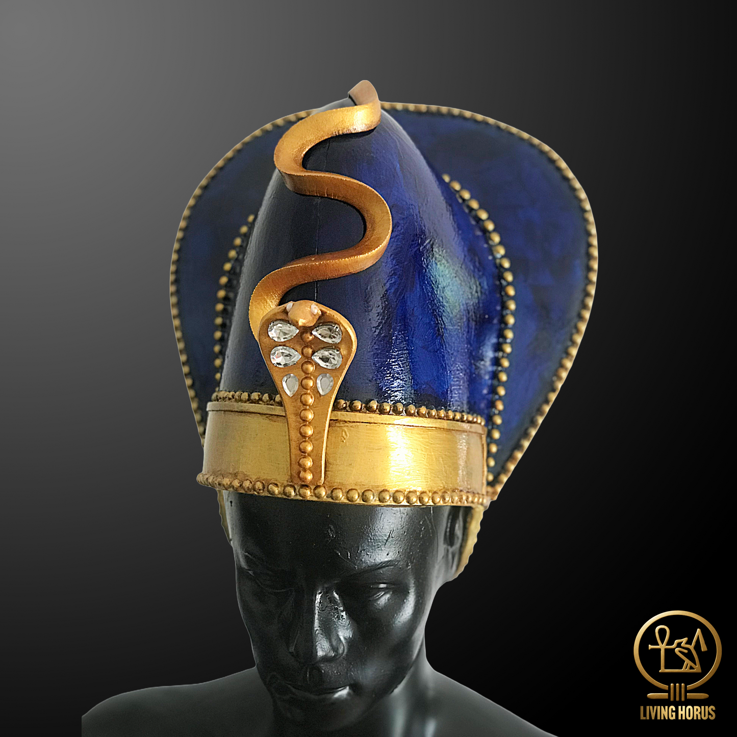 Handcrafted Ancient Egyptian Khepresh Crown, War Crown, Blue Crown for Pharaoh