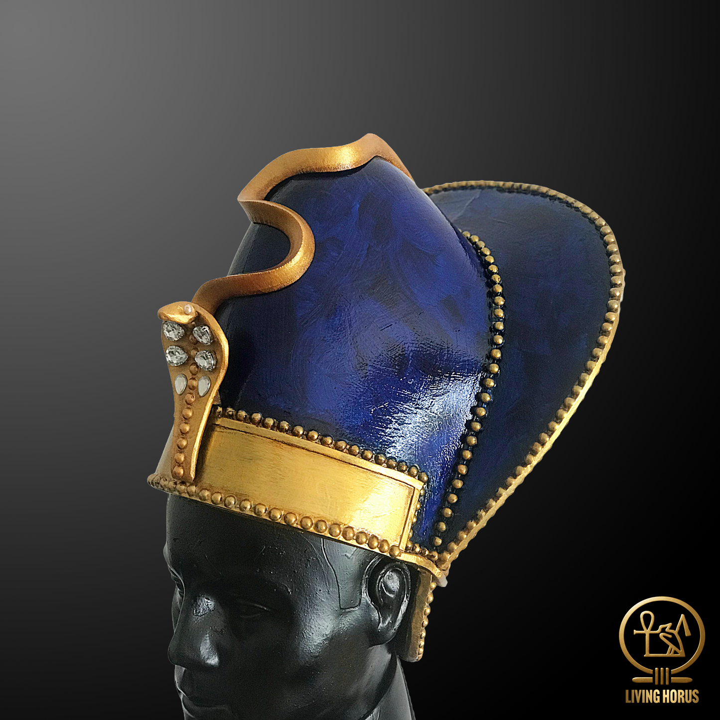 Handcrafted Ancient Egyptian Khepresh Crown, War Crown, Blue Crown for Pharaoh