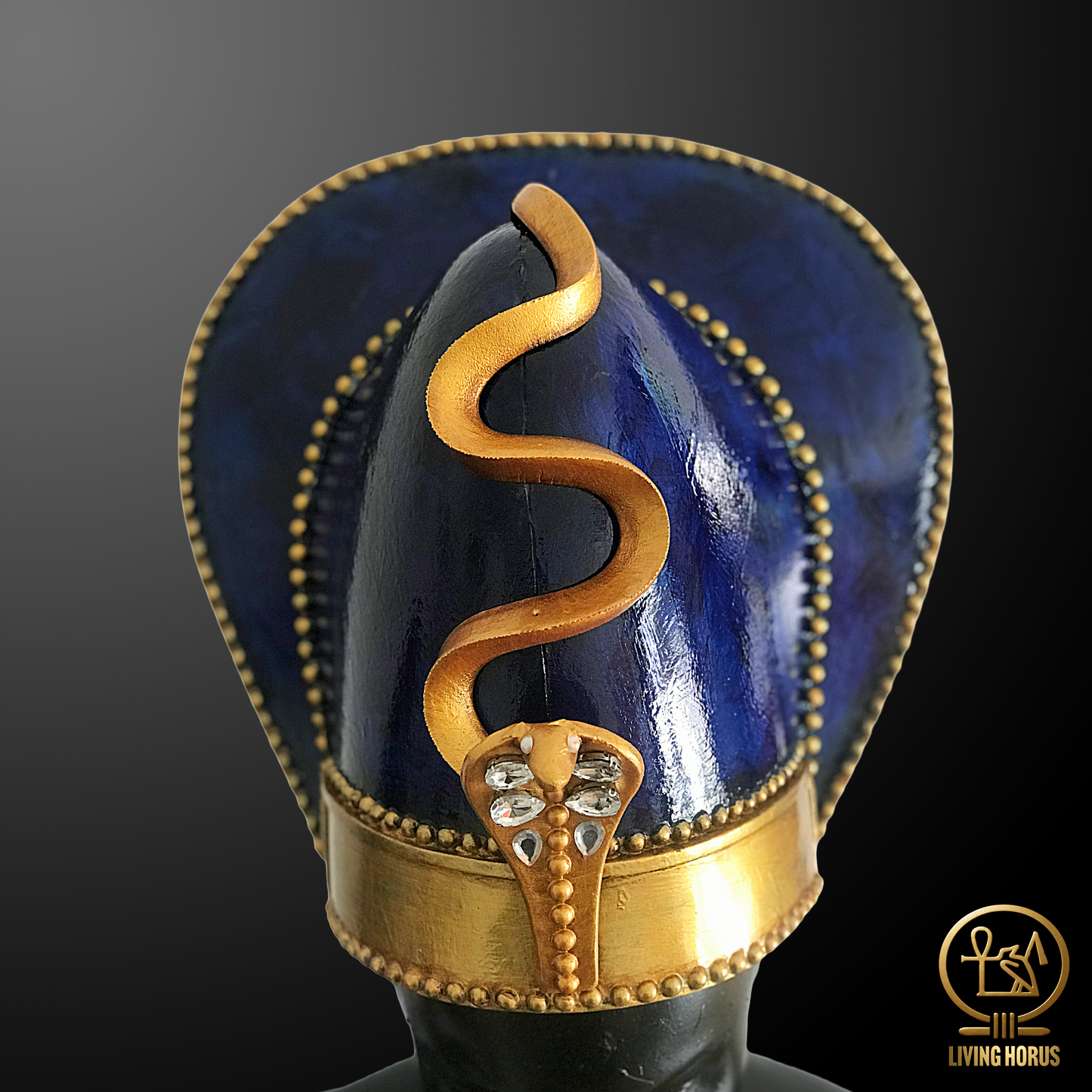 Handcrafted Ancient Egyptian Khepresh Crown, War Crown, Blue Crown for Pharaoh