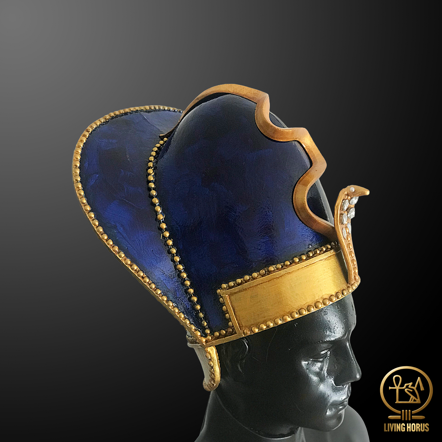 Handcrafted Ancient Egyptian Khepresh Crown, War Crown, Blue Crown for Pharaoh