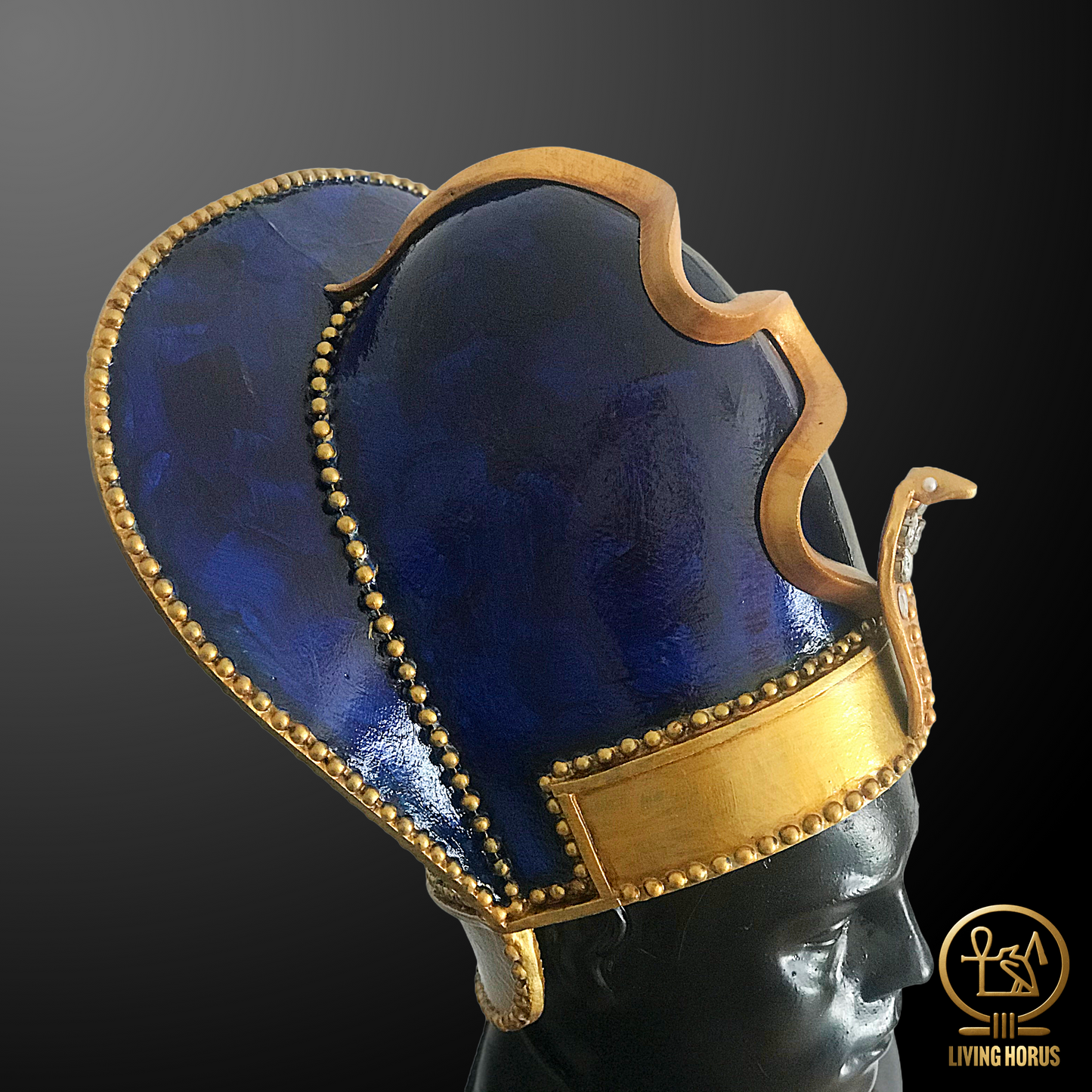 Handcrafted Ancient Egyptian Khepresh Crown, War Crown, Blue Crown for Pharaoh