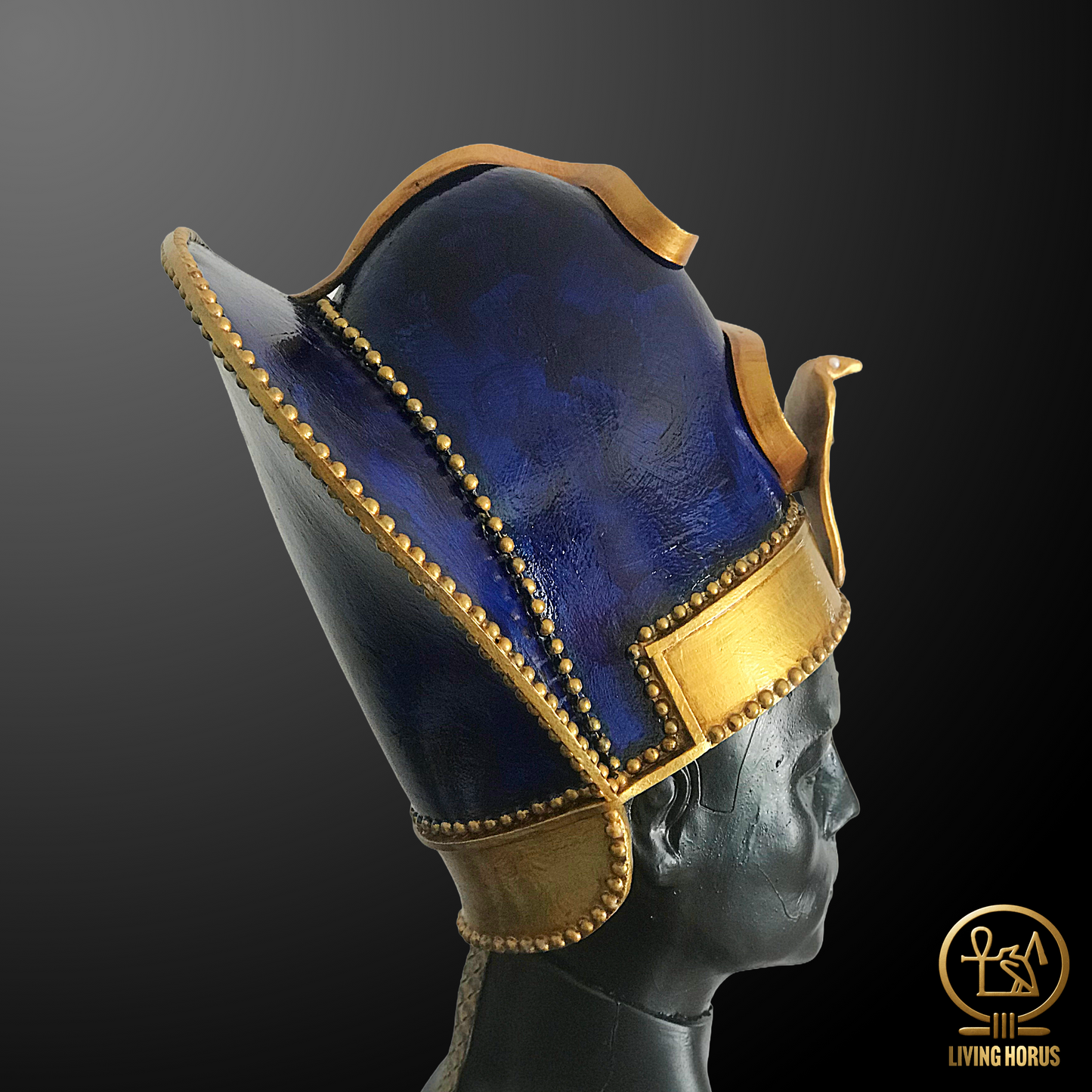 Handcrafted Ancient Egyptian Khepresh Crown, War Crown, Blue Crown for Pharaoh