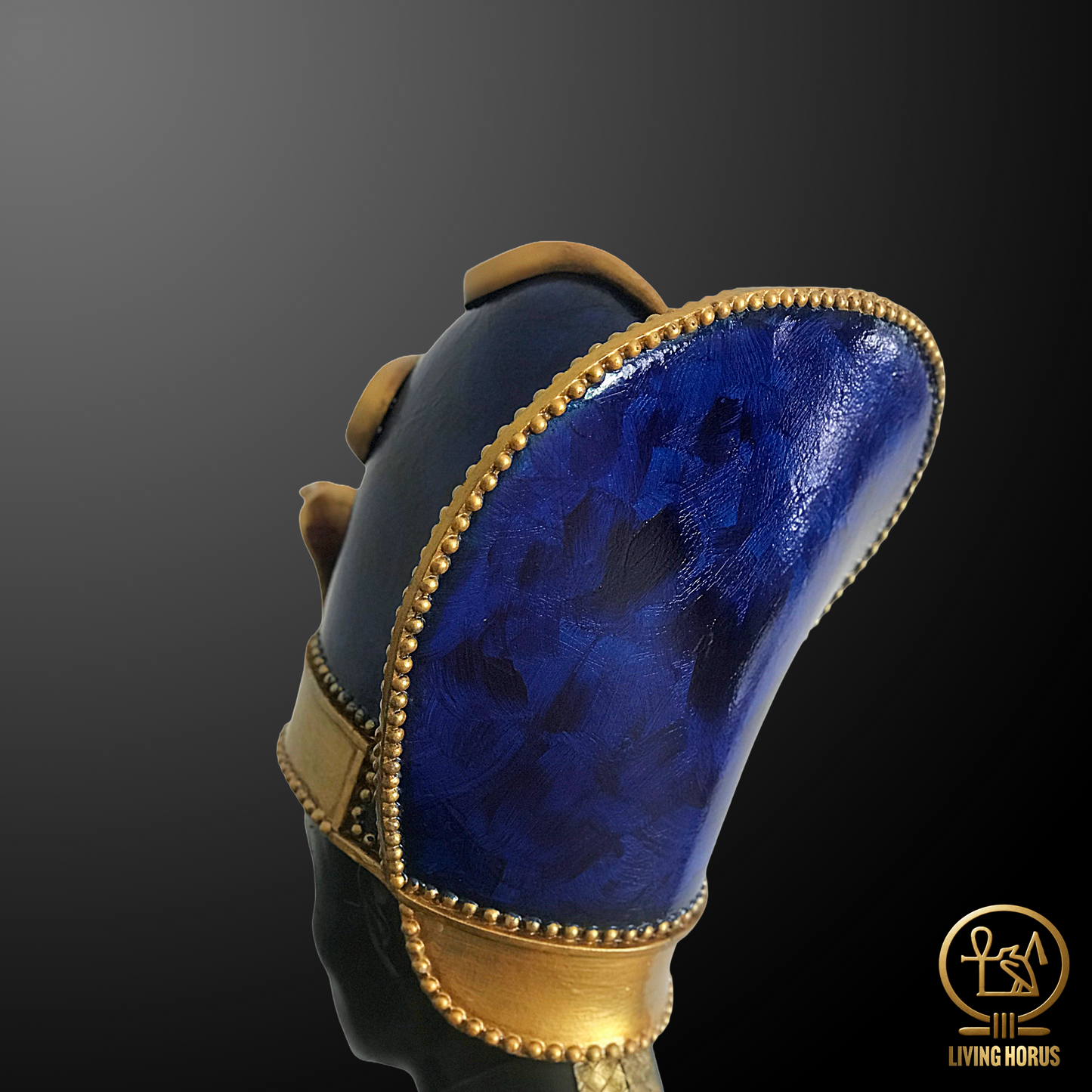 Handcrafted Ancient Egyptian Khepresh Crown, War Crown, Blue Crown for Pharaoh