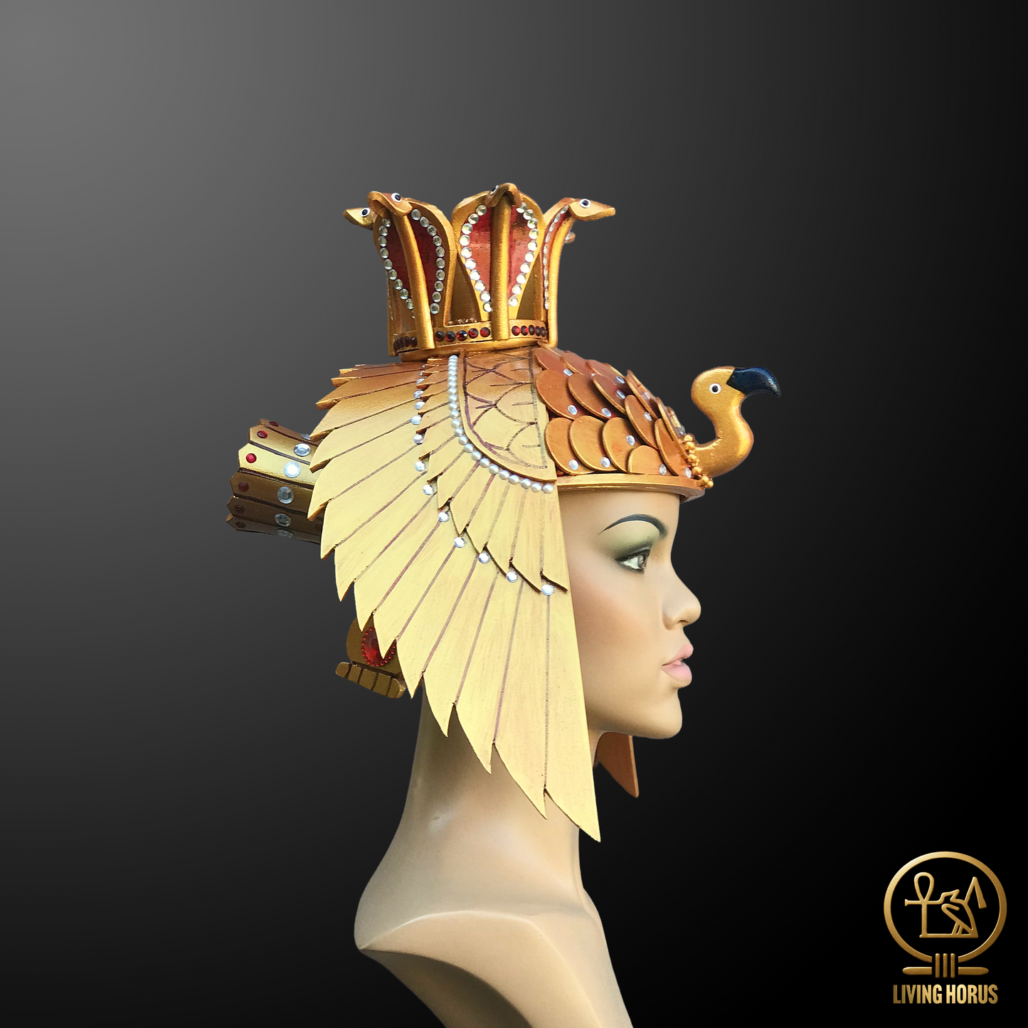 Regal Ancient Egyptian Queen Nefertari Crown Replica - Handcrafted Luxury