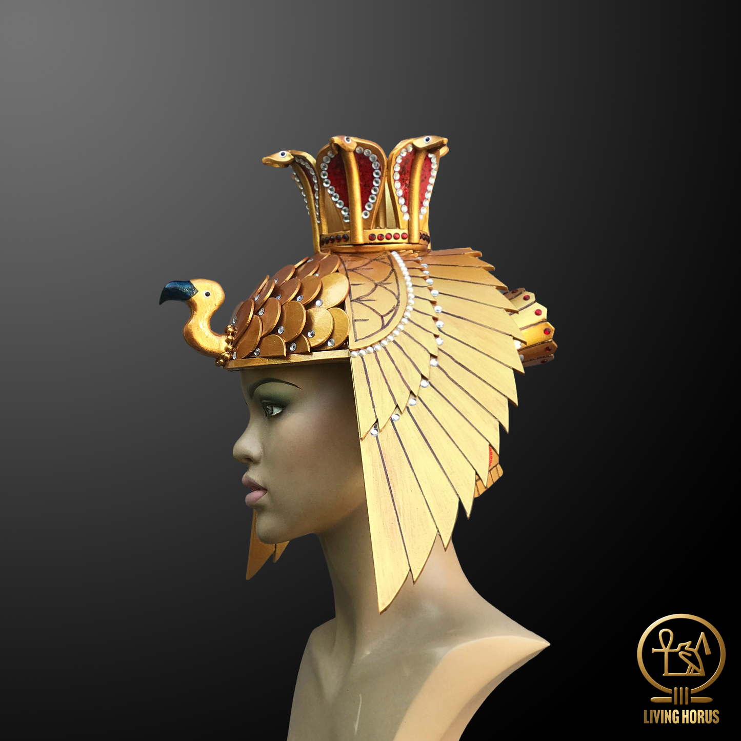 Regal Ancient Egyptian Queen Nefertari Crown Replica - Handcrafted Luxury
