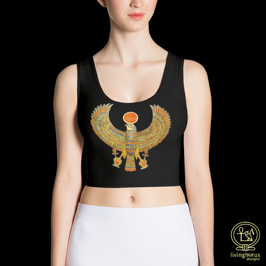 Egyptian Sun God Ra Crop Top - Black