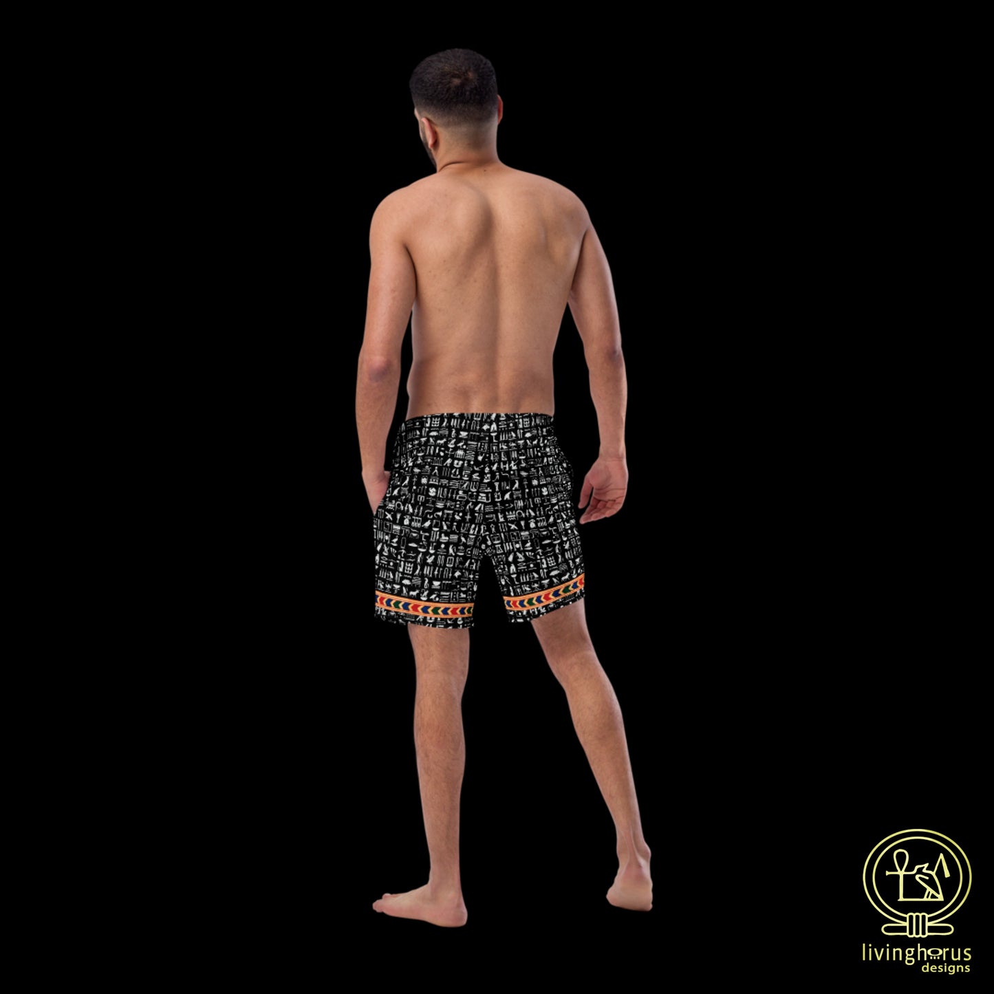 Egyptian Hieroglyph Swim Trunks - Black