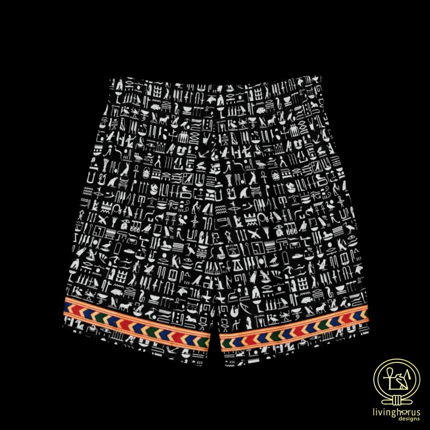 Egyptian Hieroglyph Swim Trunks - Black