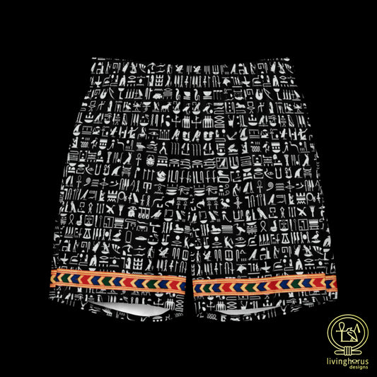 Egyptian Hieroglyph Swim Trunks - Black