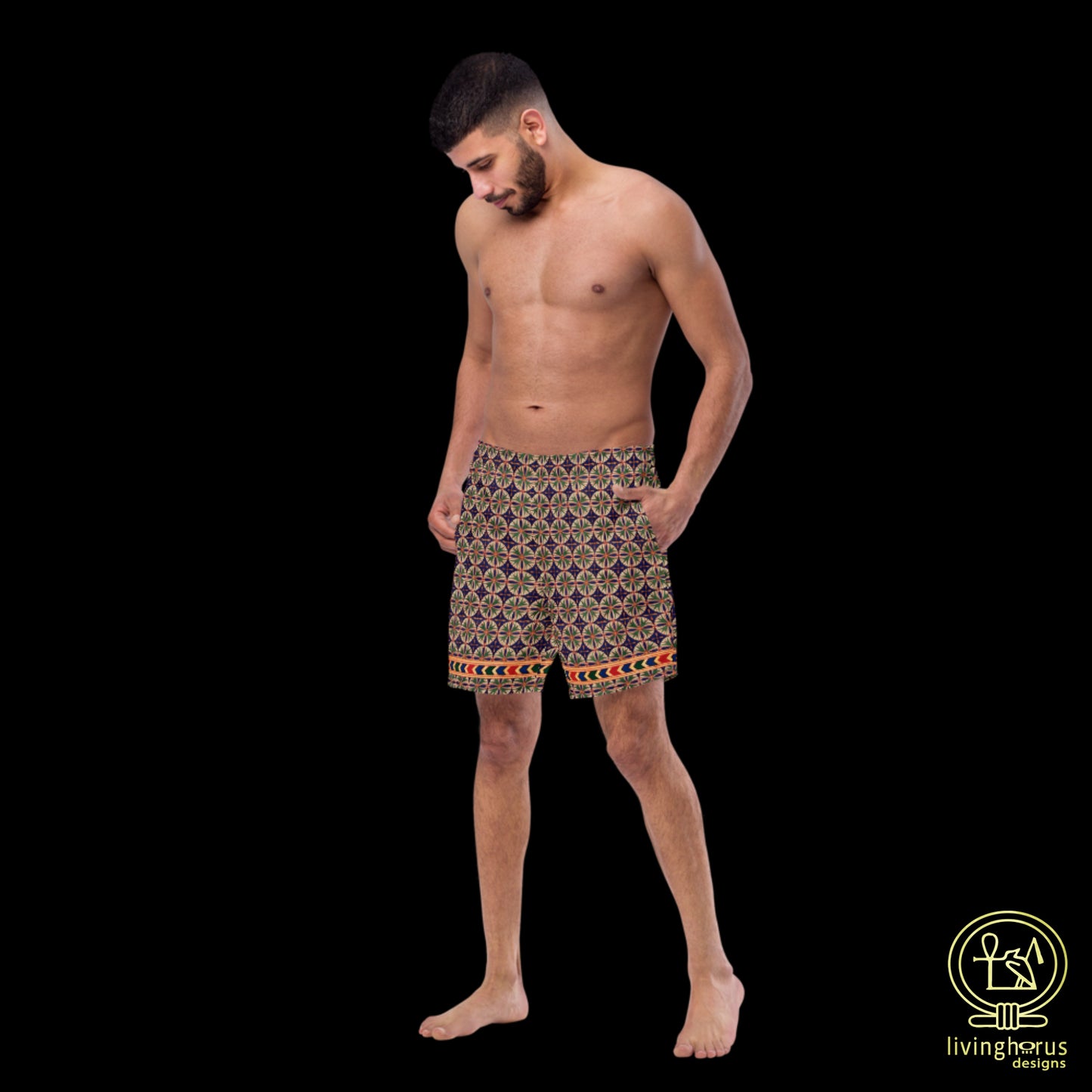 Egyptian Blue Green Floral Recycled Swim Trunks