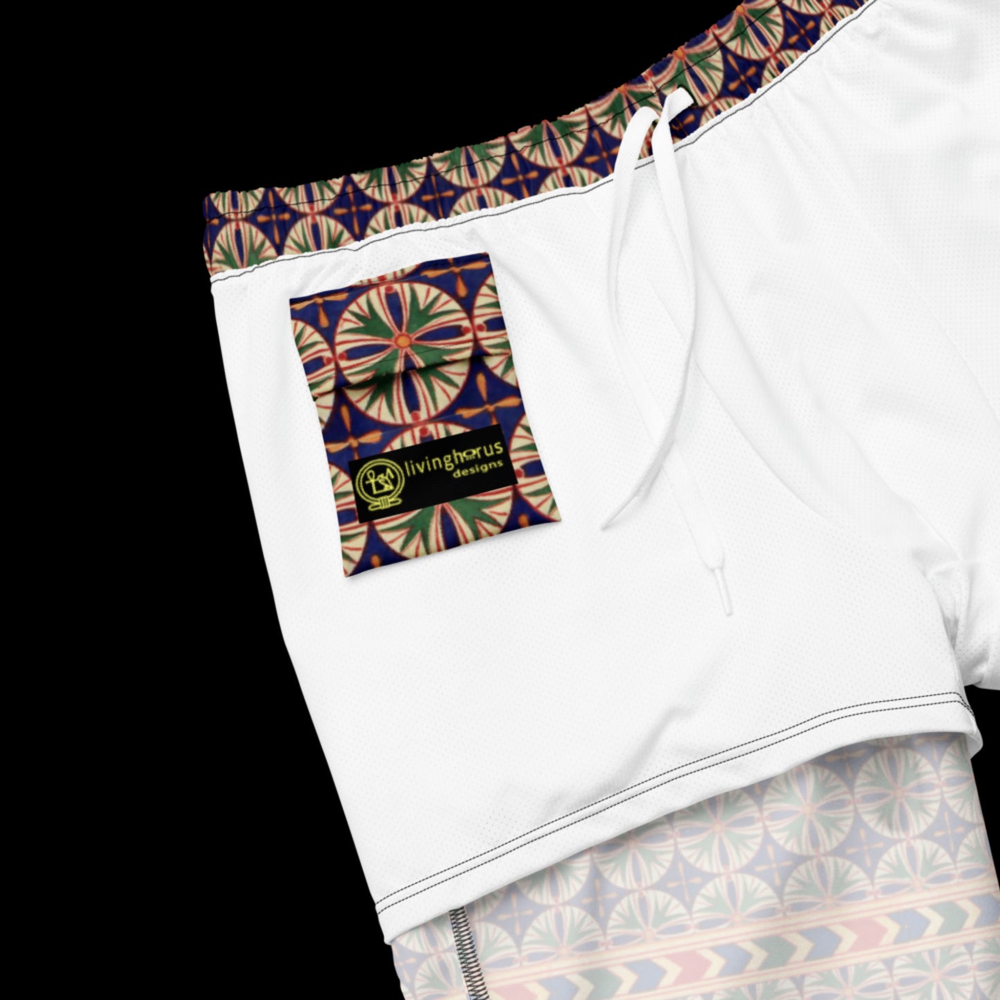 Egyptian Blue Green Floral Recycled Swim Trunks