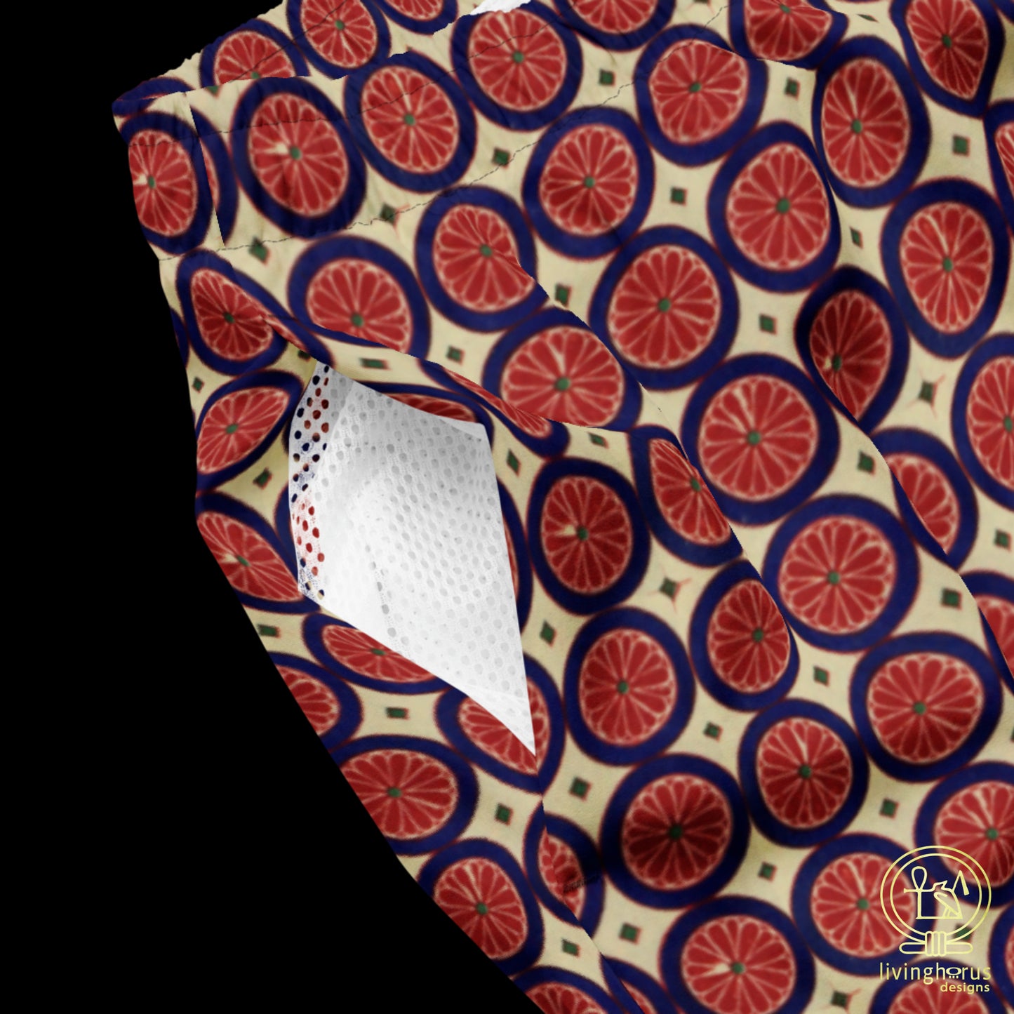 Egyptian Citrus Pattern Recycled Swim Trunks