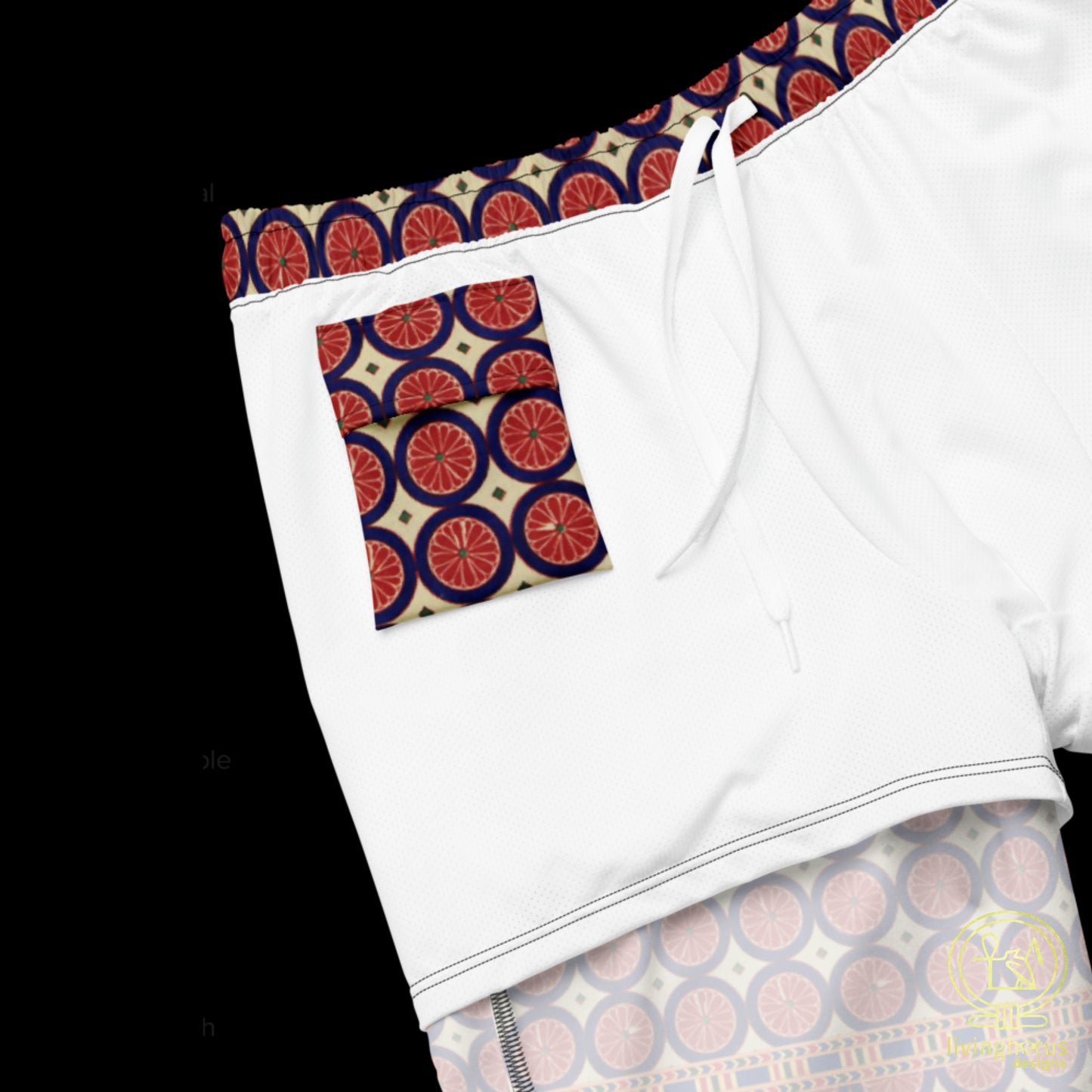 Egyptian Citrus Pattern Recycled Swim Trunks