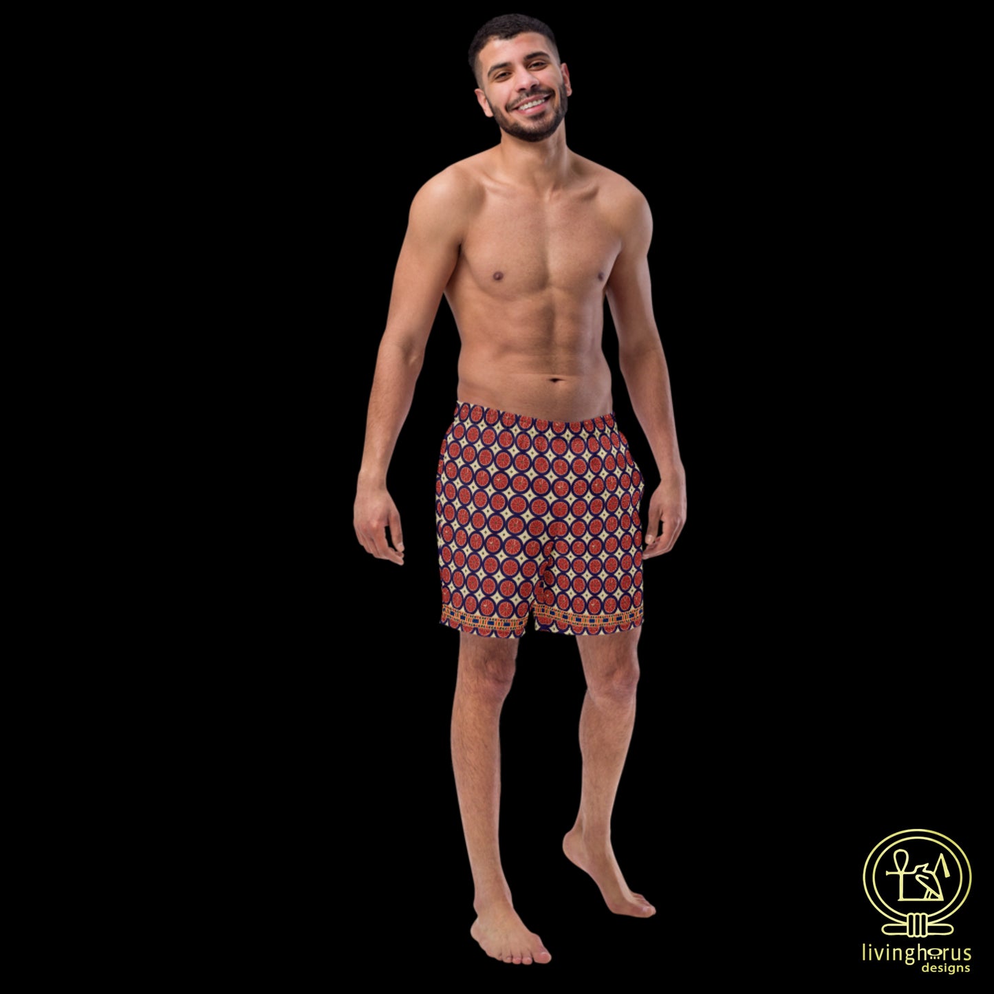 Egyptian Citrus Pattern Recycled Swim Trunks