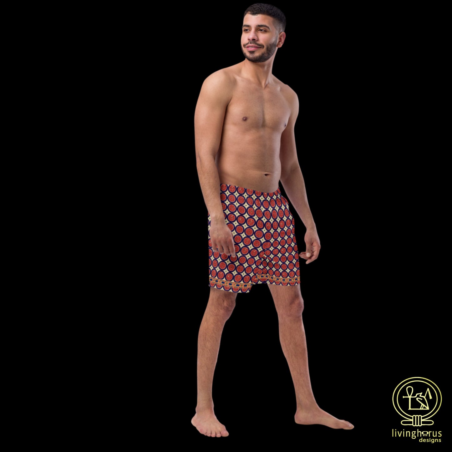 Egyptian Citrus Pattern Recycled Swim Trunks