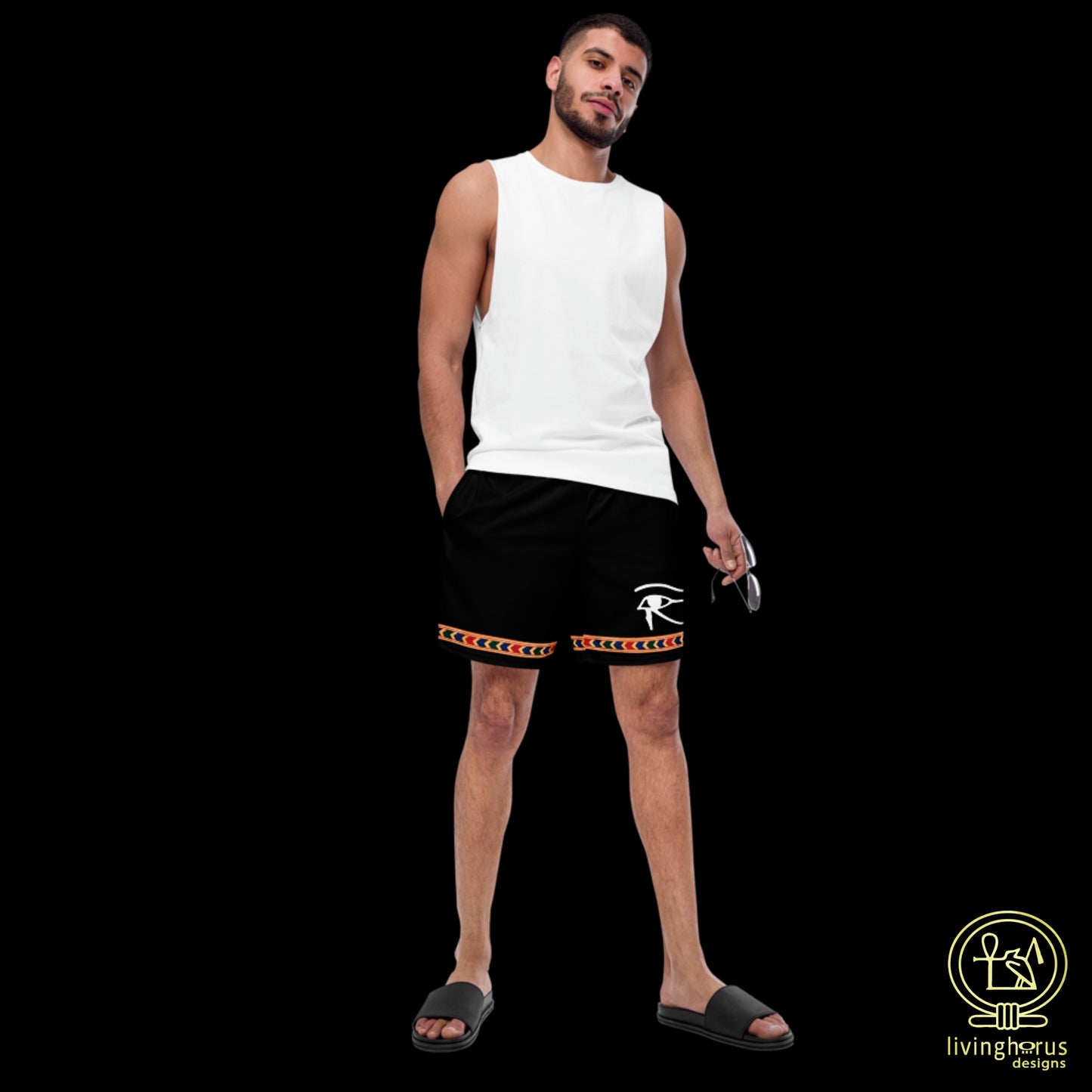 Egyptian Eye of Horus Swim Trunks - Black