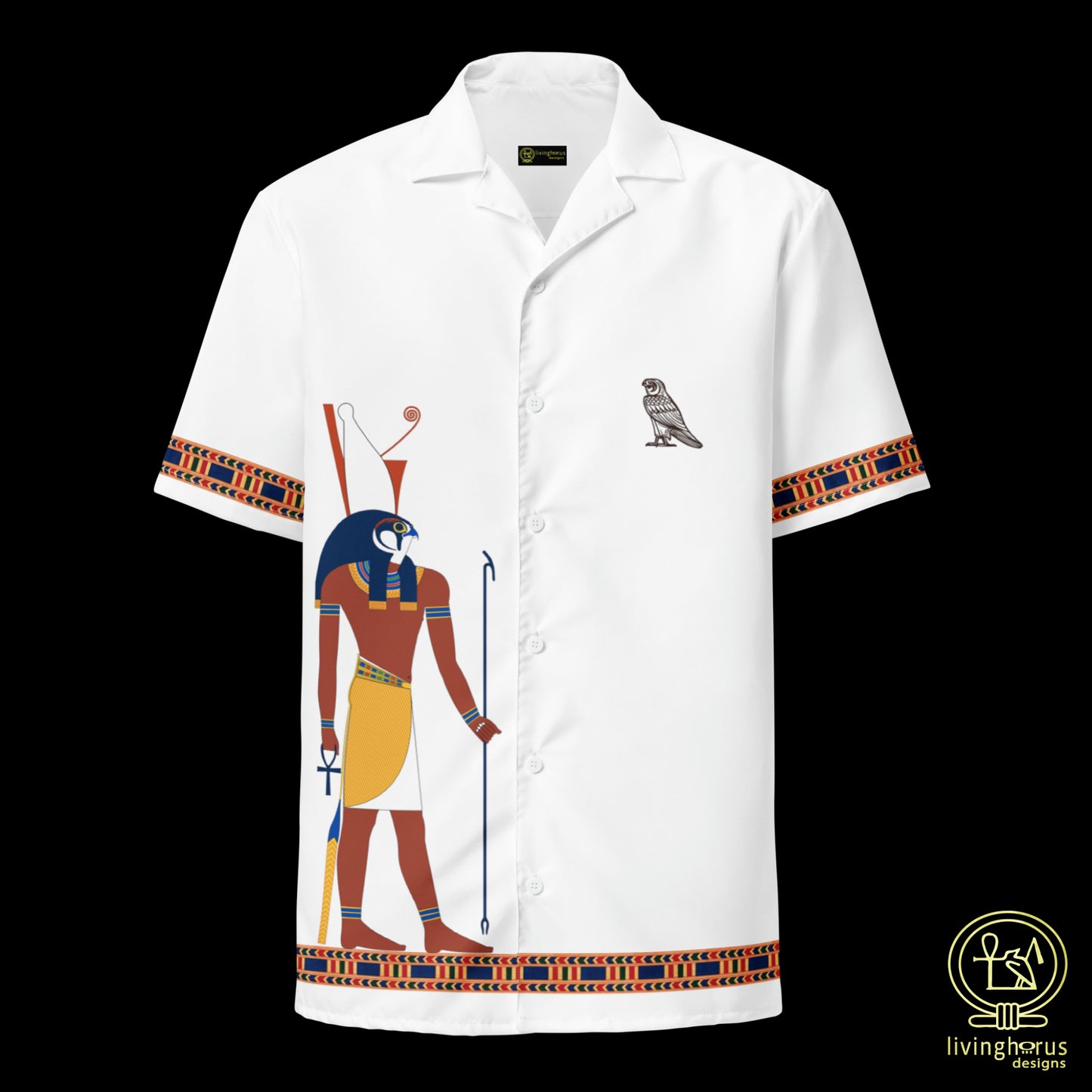 Egyptian God Horus Hawaiian Shirt - White