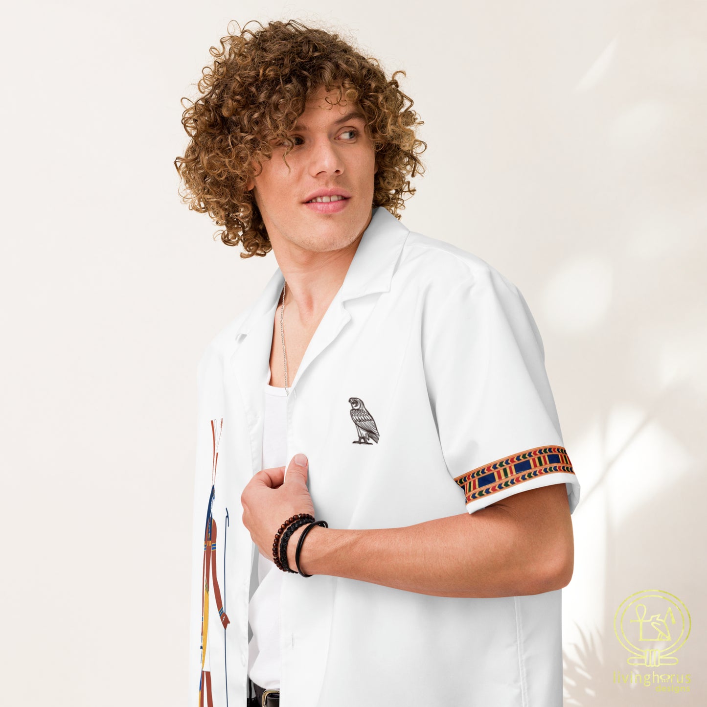 Egyptian God Horus Hawaiian Shirt - White