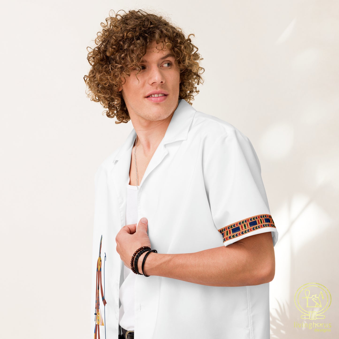 Egyptian Pharaoh Hawaiian Shirt - White