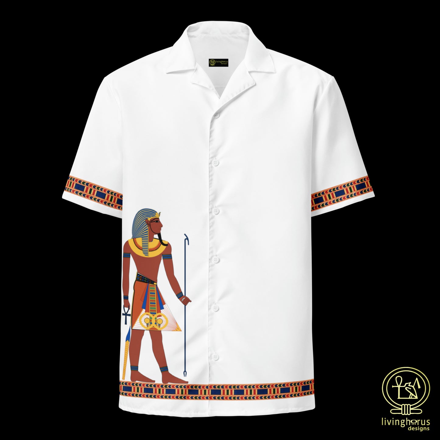 Egyptian Pharaoh Hawaiian Shirt - White