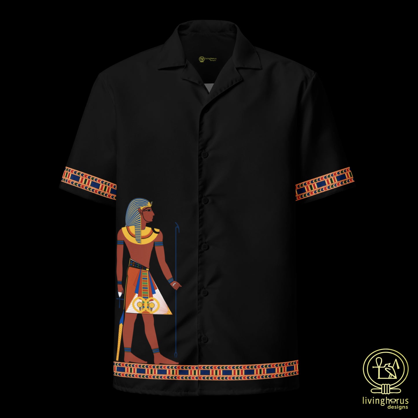 Egyptian Pharaoh Hawaiian Shirt - Black