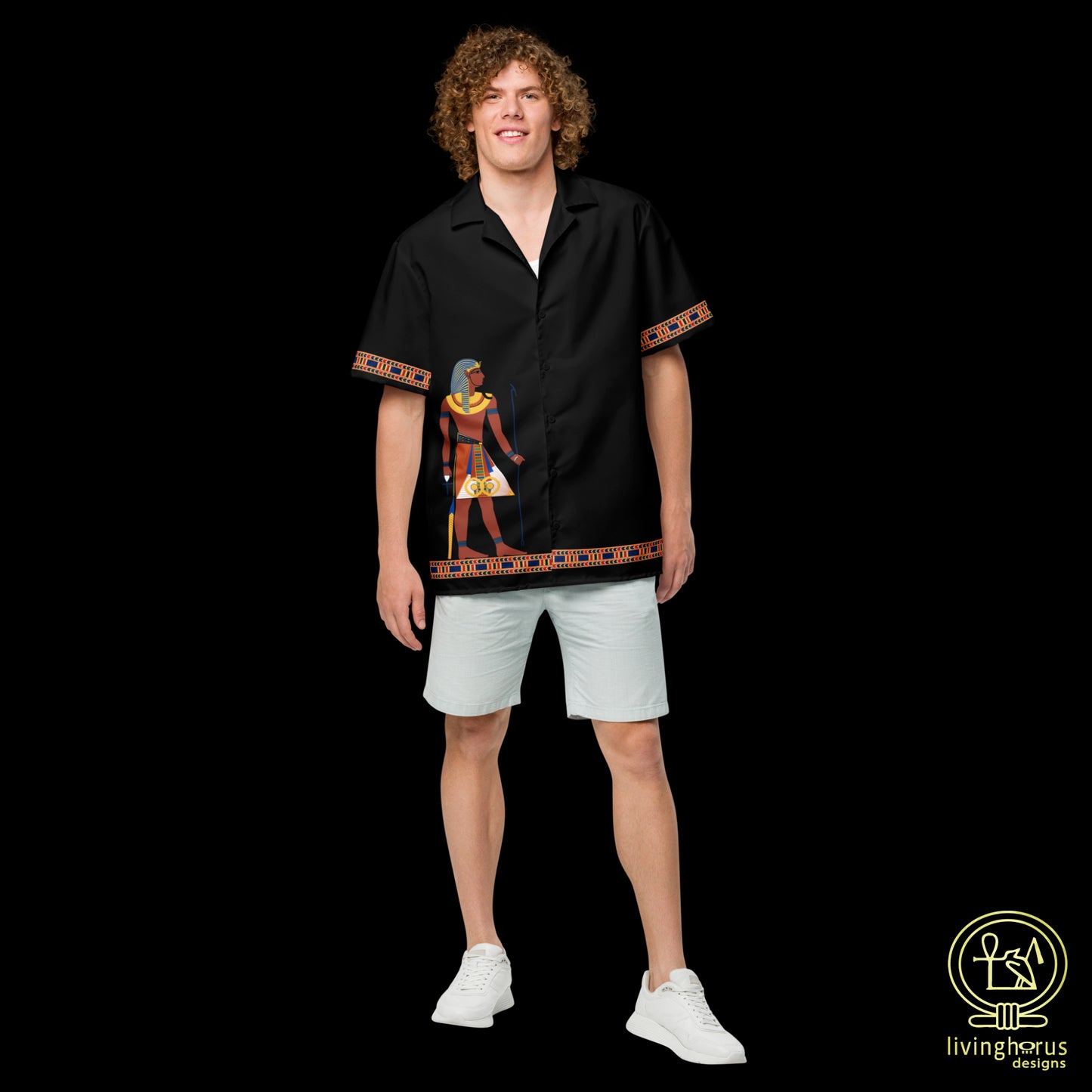 Egyptian Pharaoh Hawaiian Shirt - Black