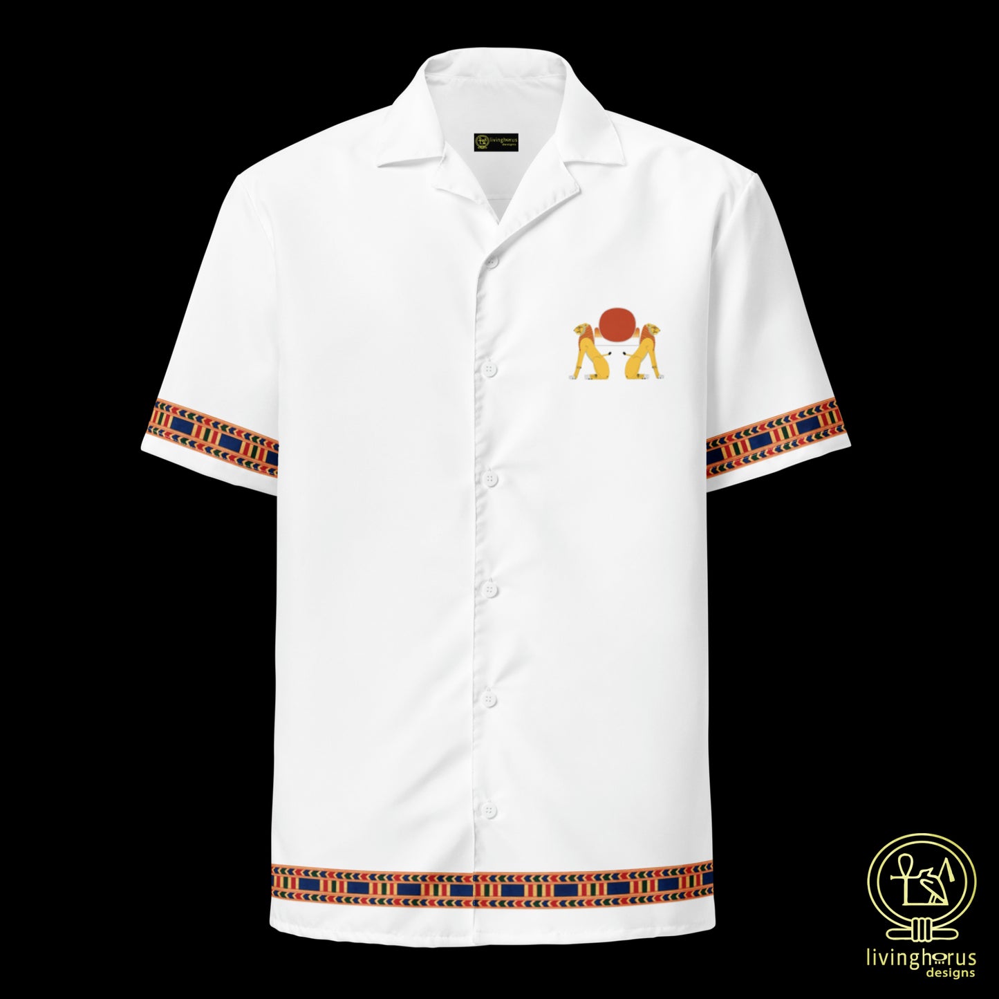 Egyptian Akher Lion of the Horizon Hawaiian Shirt - White